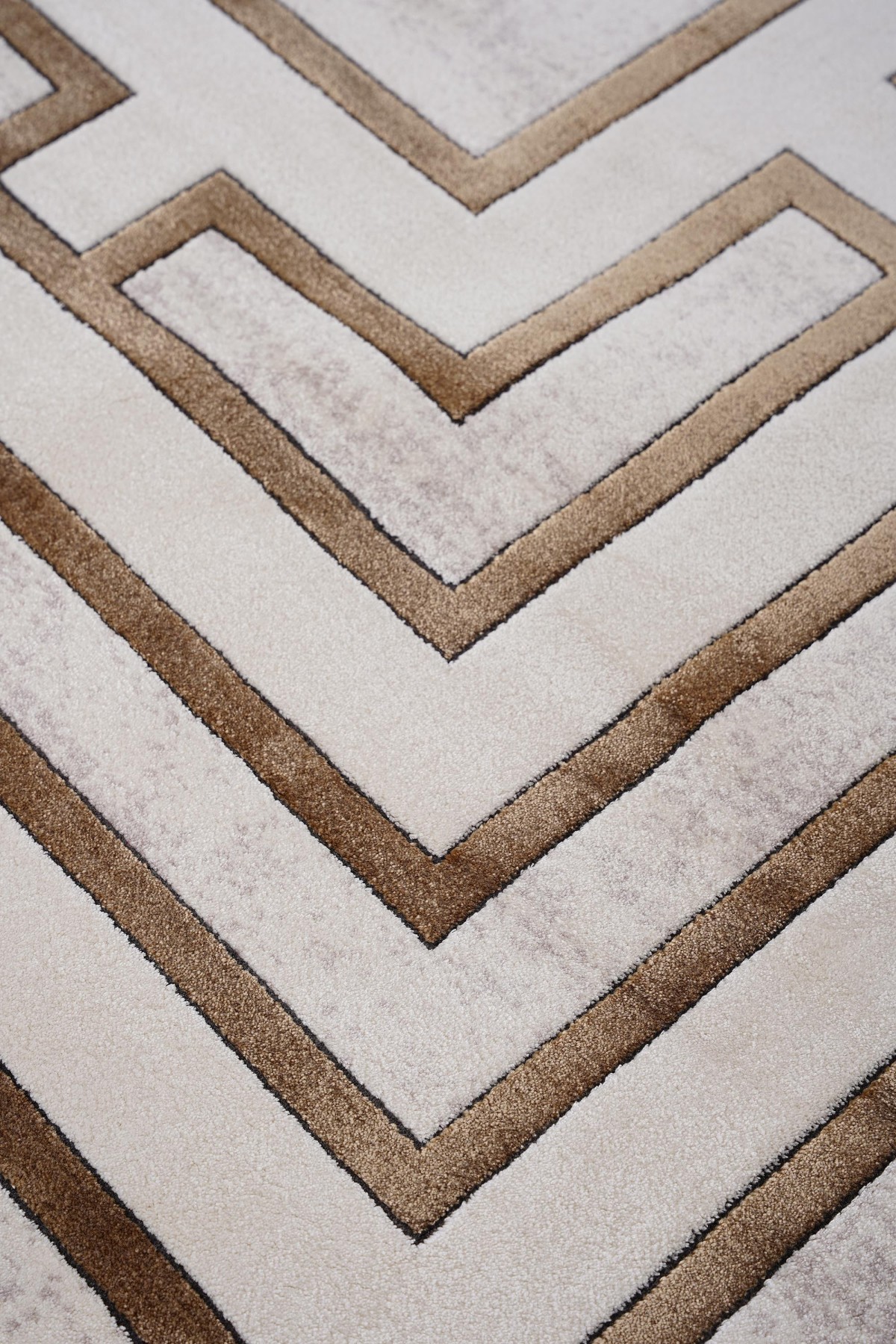 Riva 9221 Krem Geometrik Çerçeveli Bambu Halı