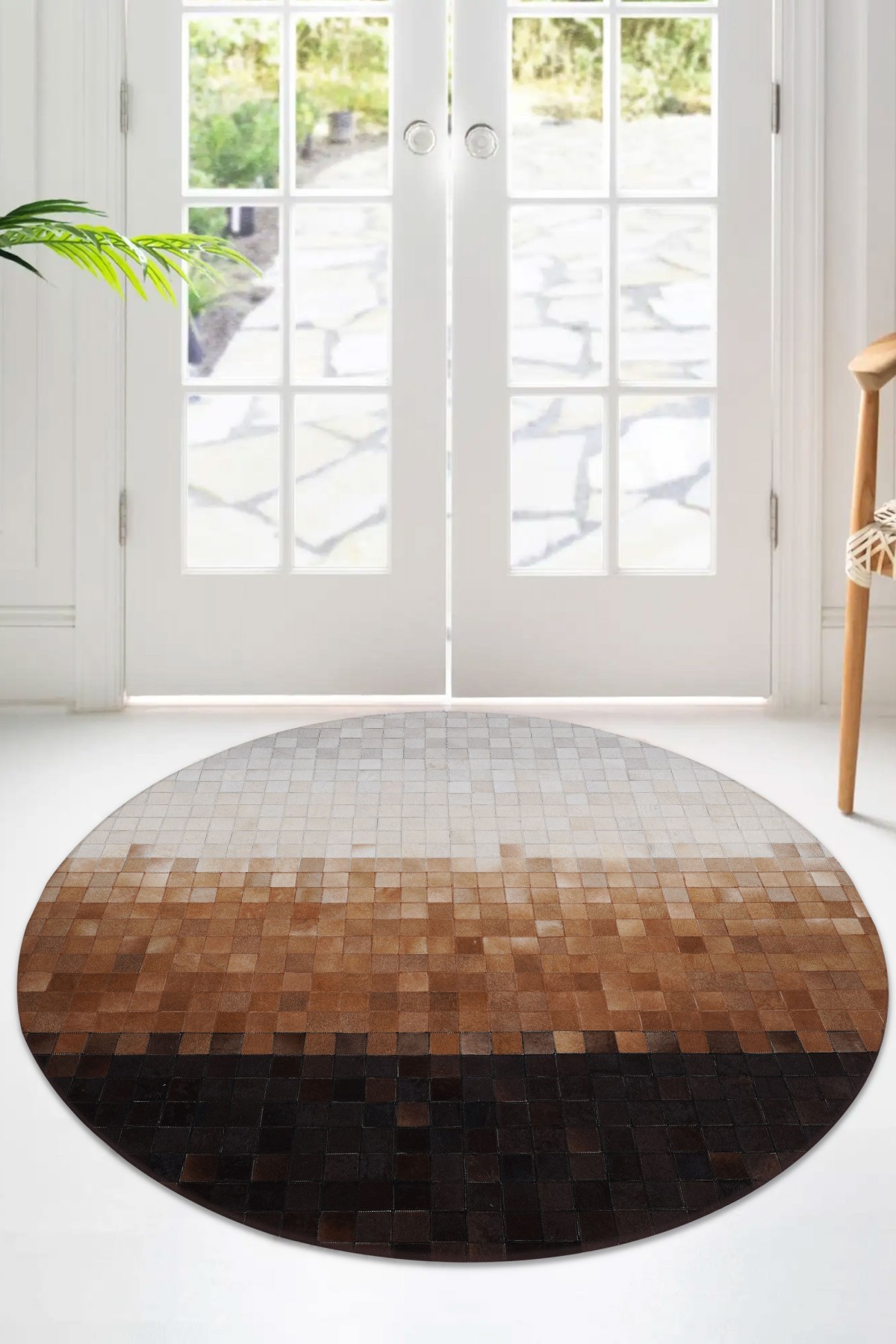 Tay Patchwork Naturel Deri Halı