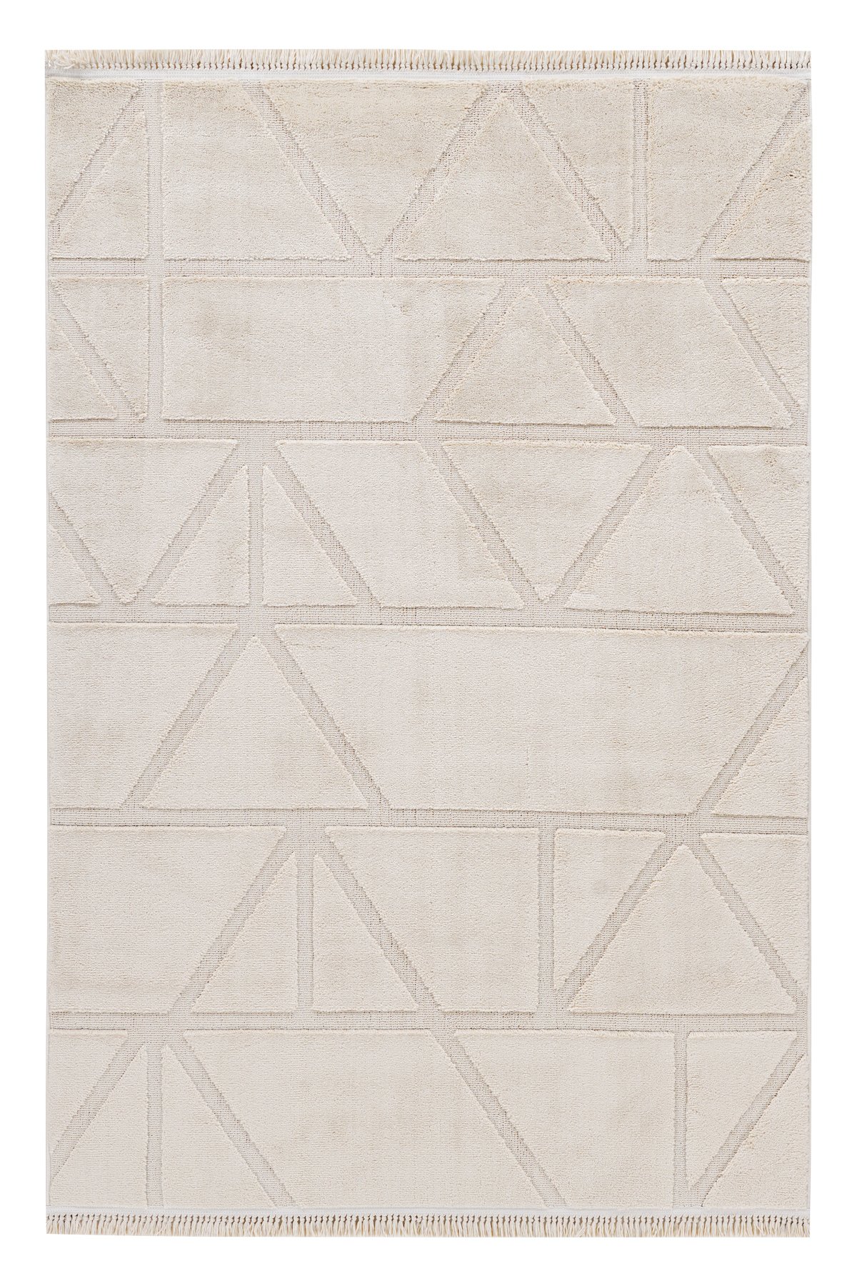 Step 2211 Krem Geometrik Desenli Modern Kesme Halı