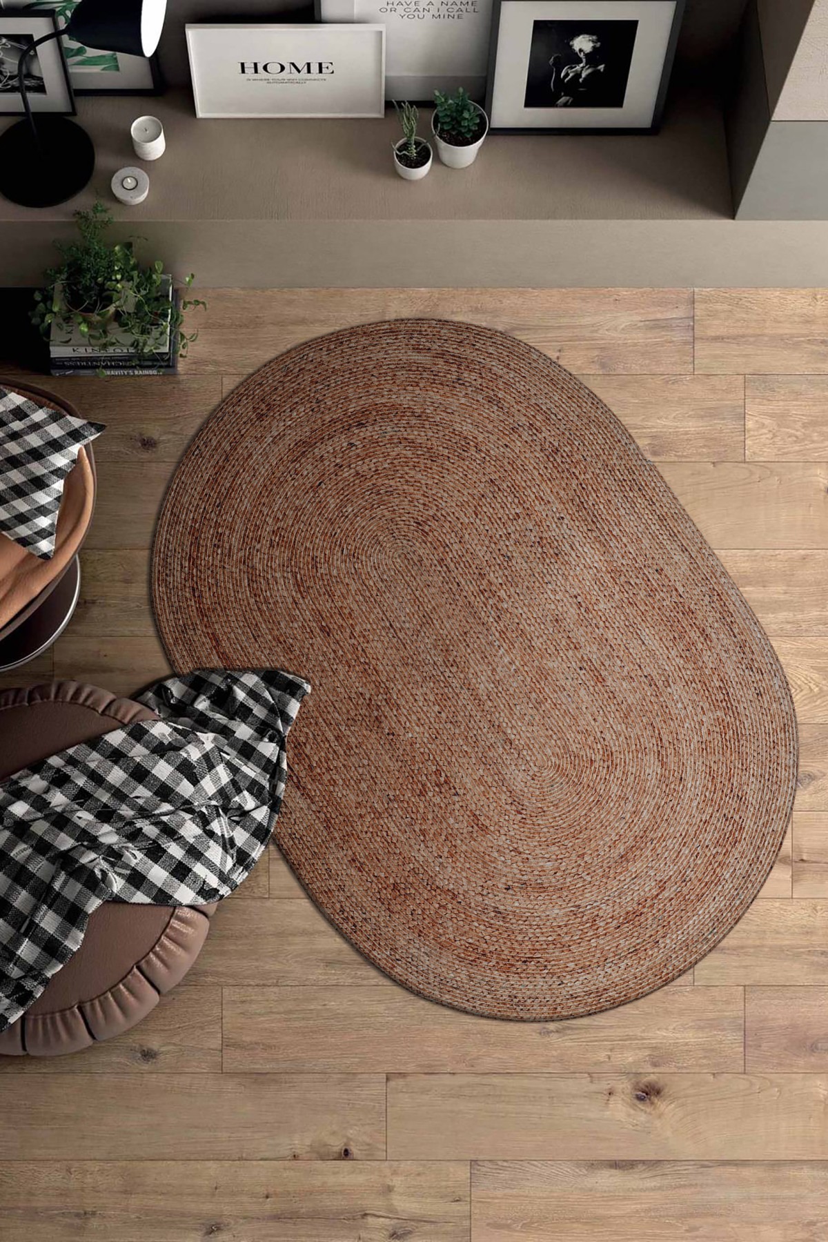 Baskı Jüt Özel Üretim Sarı Modern Makine Halısı