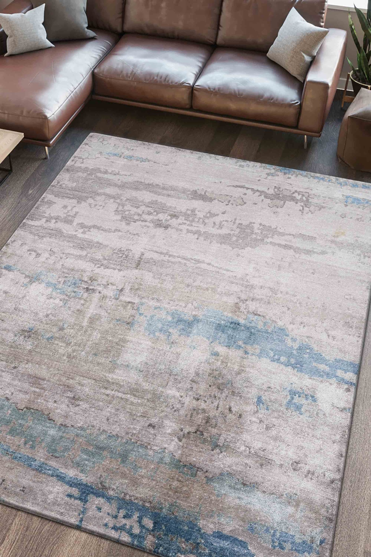 Nepal 3546 Renkli Modern El Dokuma Kışlık Bambu Halı