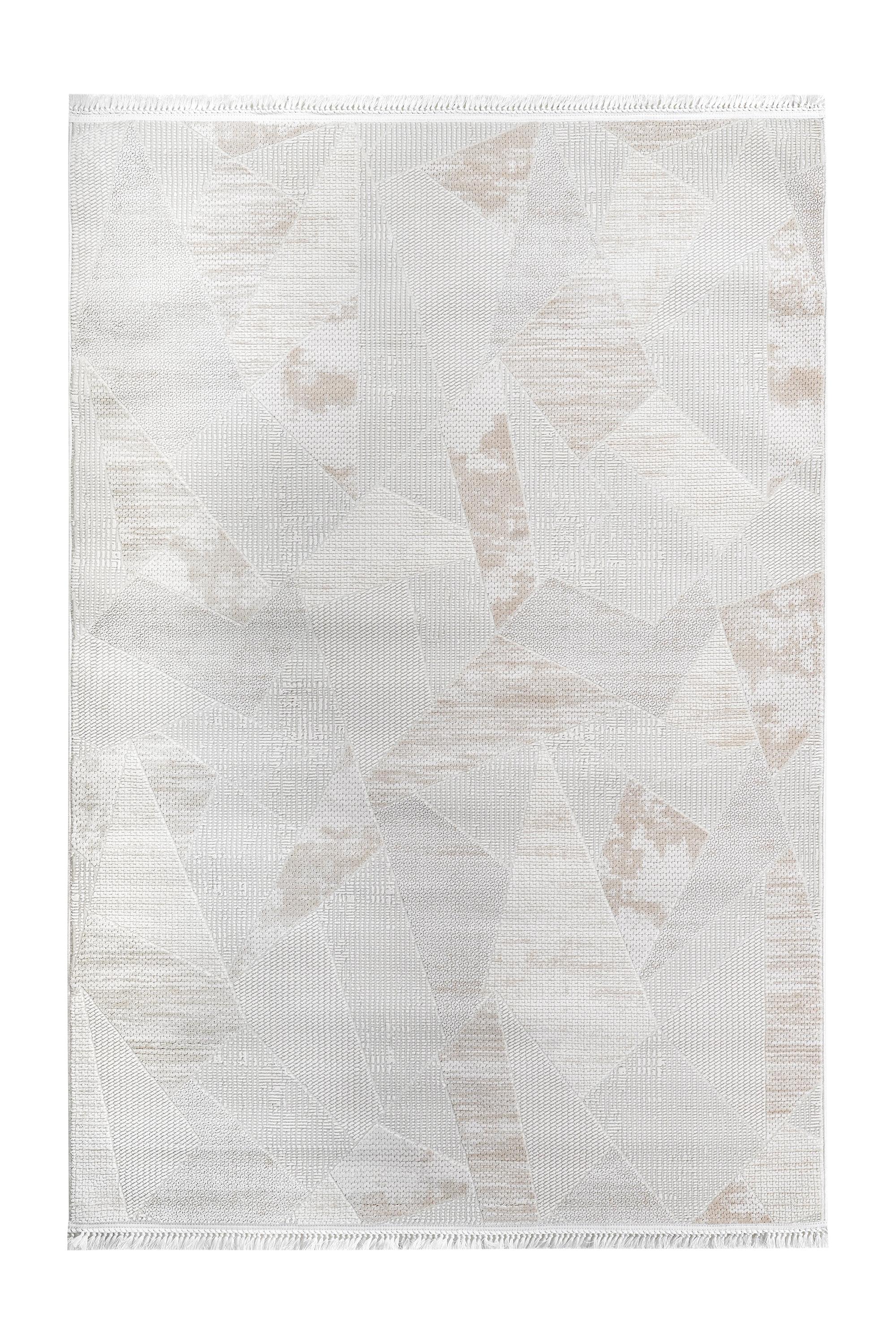 Soft 1124 Asimetrik Desenli Krem Kesme Halı