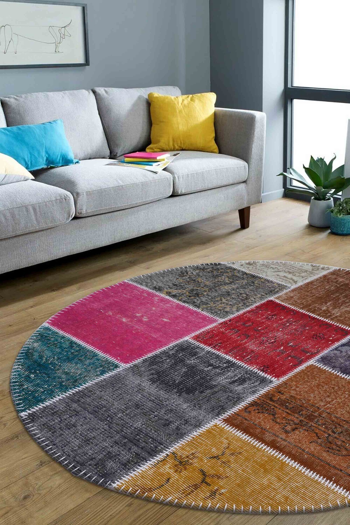 Patchwork Renkli Modern El Dokuma Halı