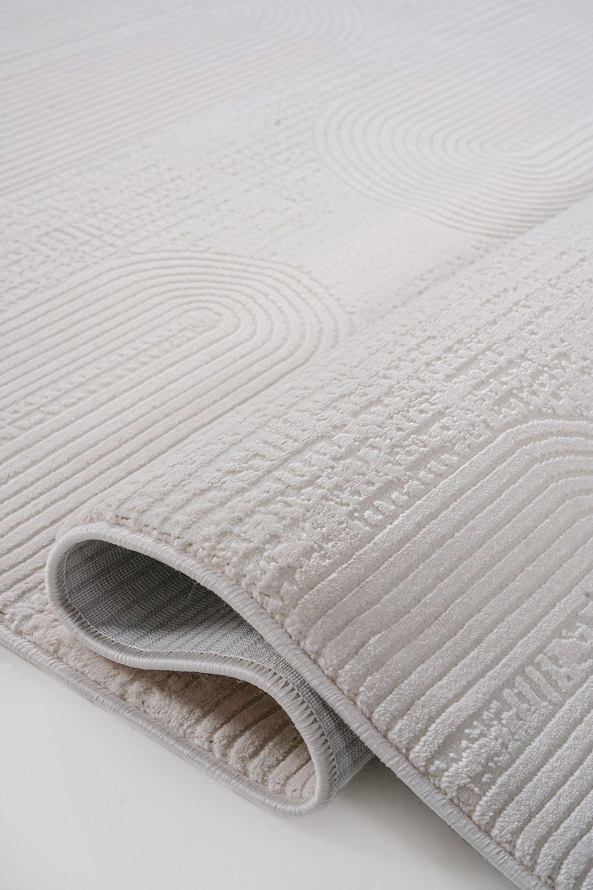 Soft 1125 Krem Kemer Formlu Çizgili Modern Halı