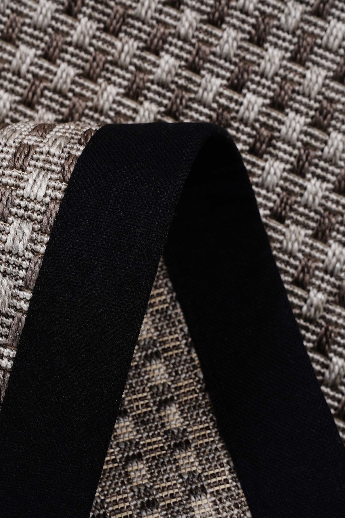 Sisal 4510 Gri Dokulu Siyah Bordürlü Jüt Halı