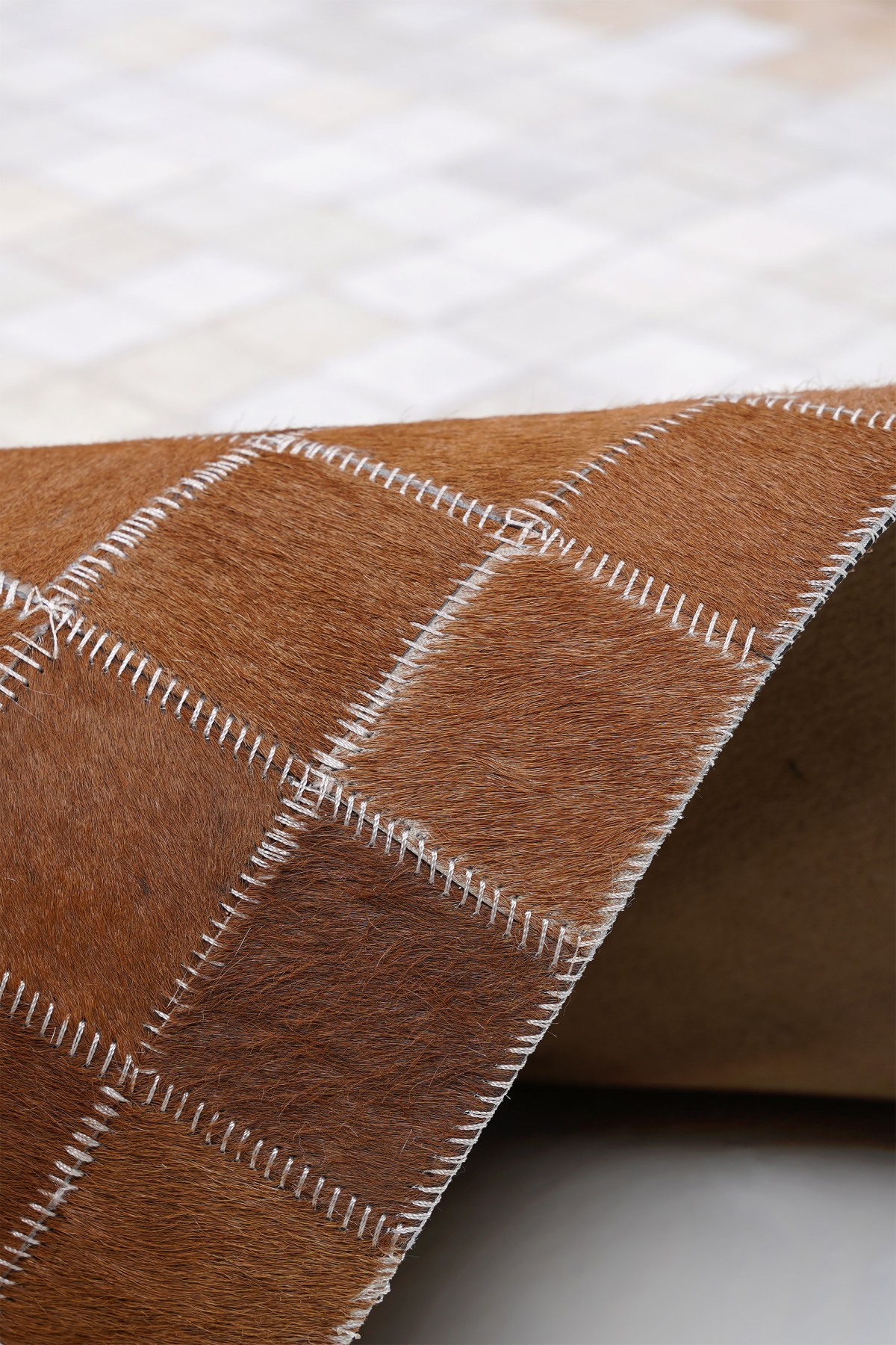 Tay Patchwork Naturel Deri Halı