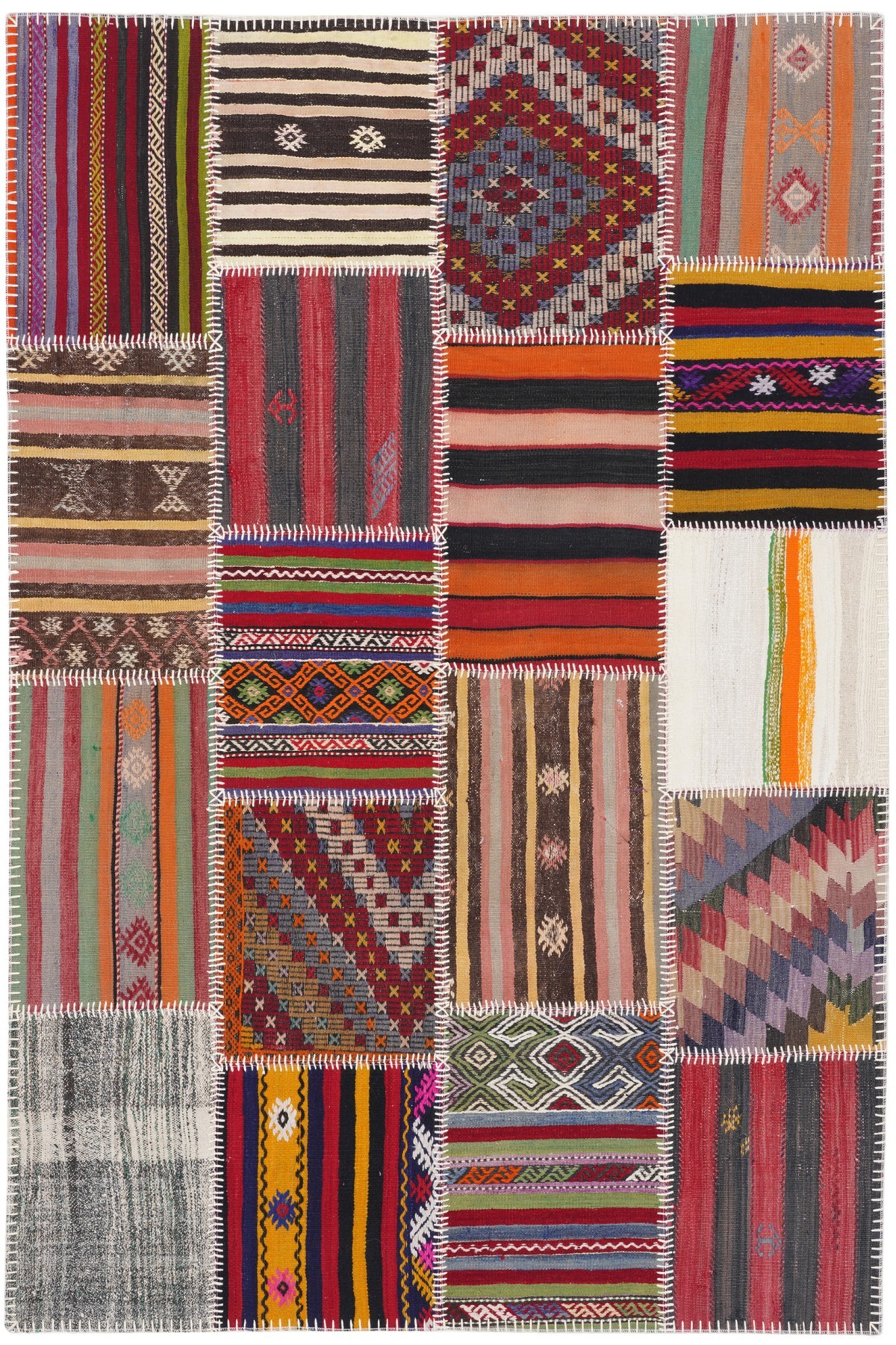 Kilim Patchwork Renkli Modern El Dokuma Halı