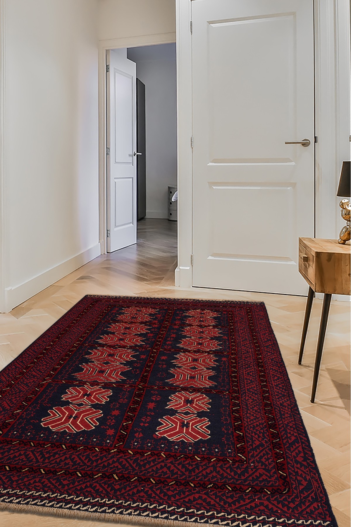 Afgan Berceste Kilim Kırmızı Otantik El Dokuma Halı