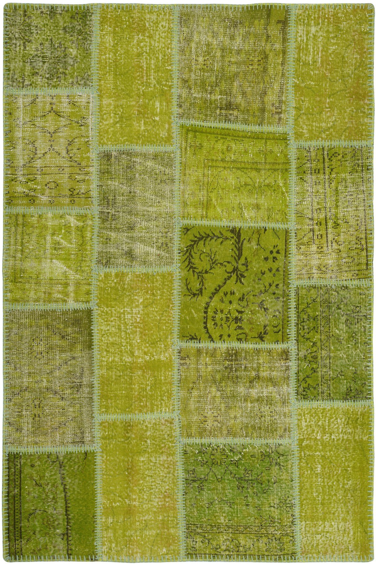 Patchwork Yeşil Modern El Dokuma Halı
