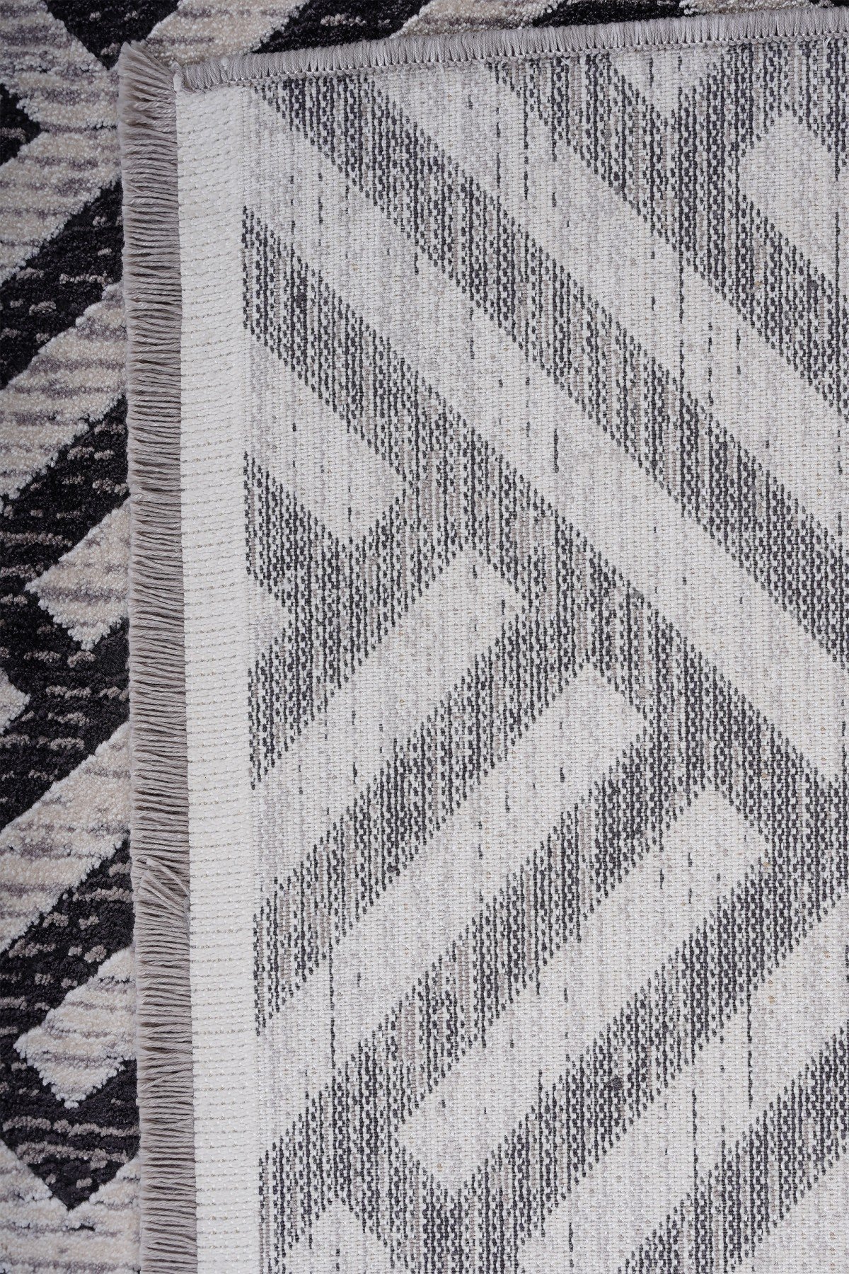 Riva 8718 Antrasit Geometrik Desenli Modern Bambu Halı