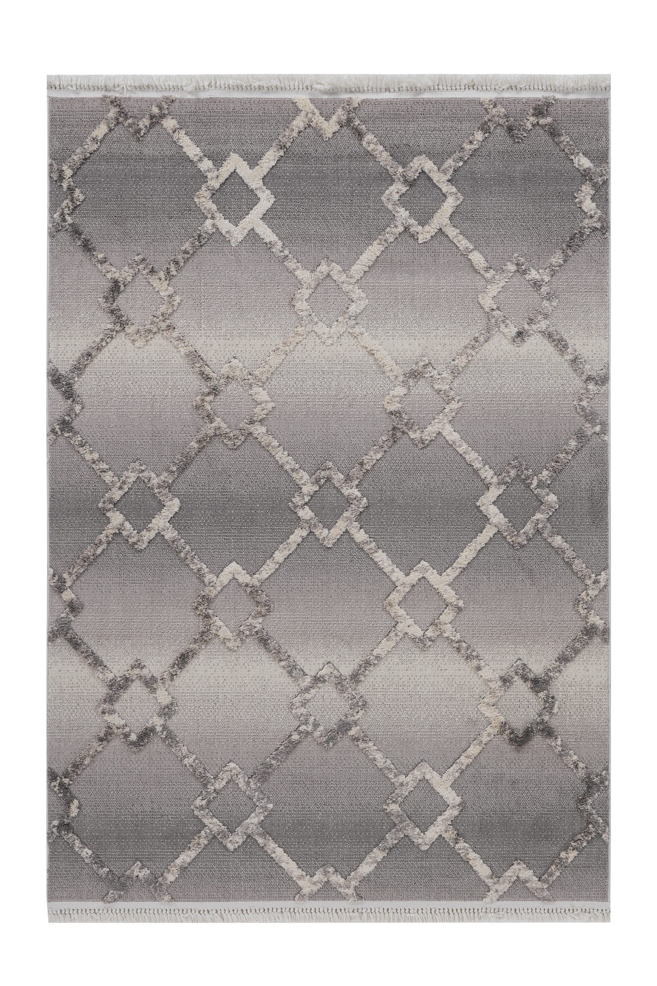 Step 2203 Gri Geçişli Geometrik Desenli Modern Kesme Halı