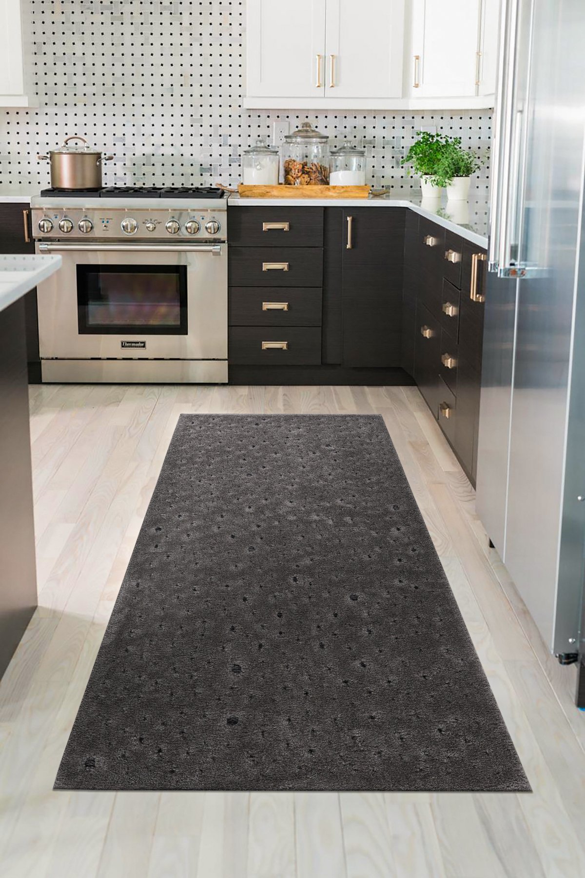 Sofia 8502 Gri Etnik Soft Dokulu Mutfak Halısı Yolluk Makine Halısı