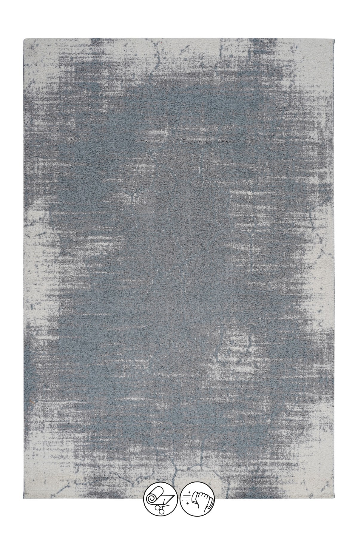 Lotus High 0201AA Mavi Eskitme Desenli Modern Halı