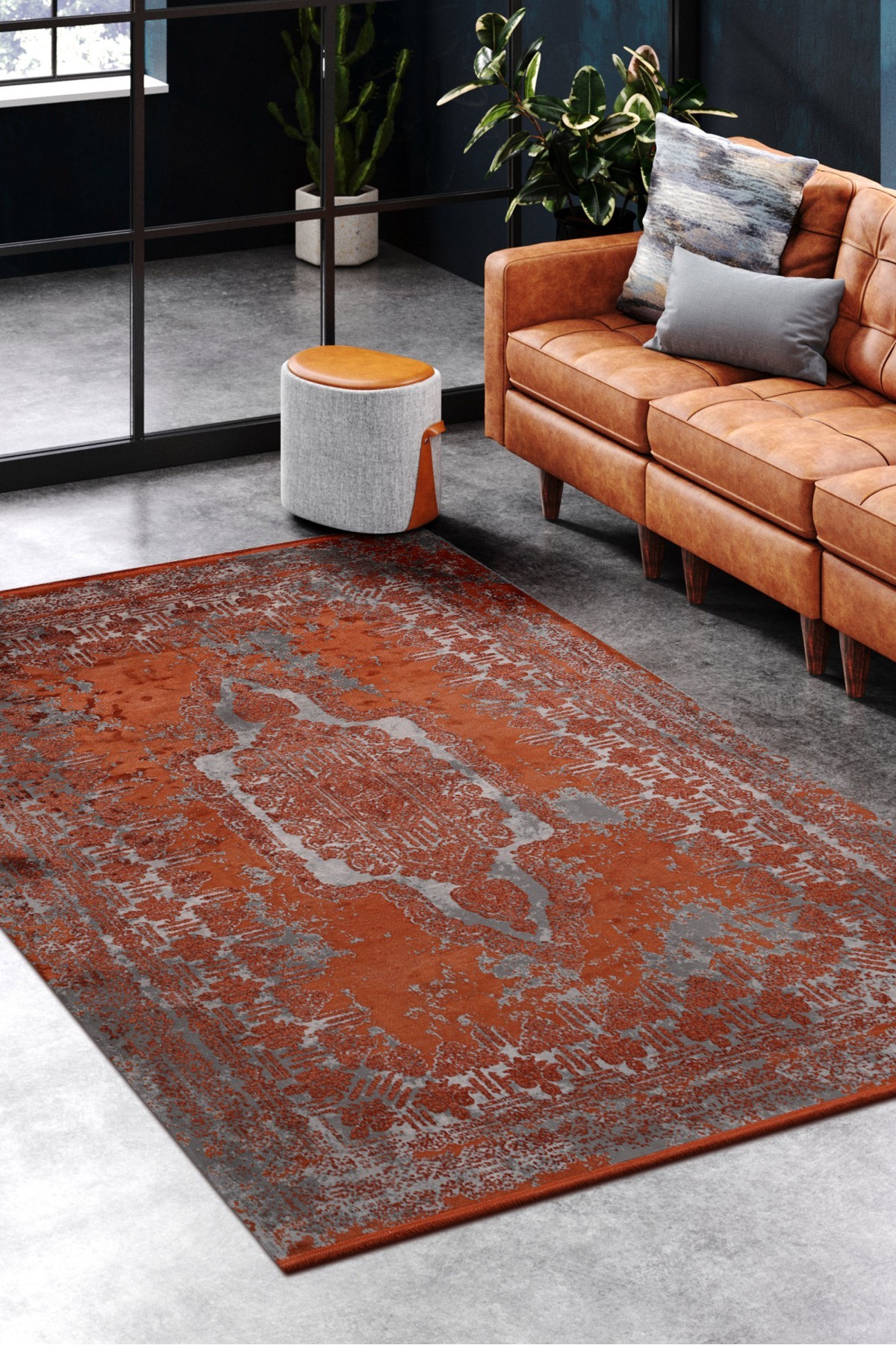 Magnifique BQ02L Turuncu Salon Halısı Klasik Makine Halısı
