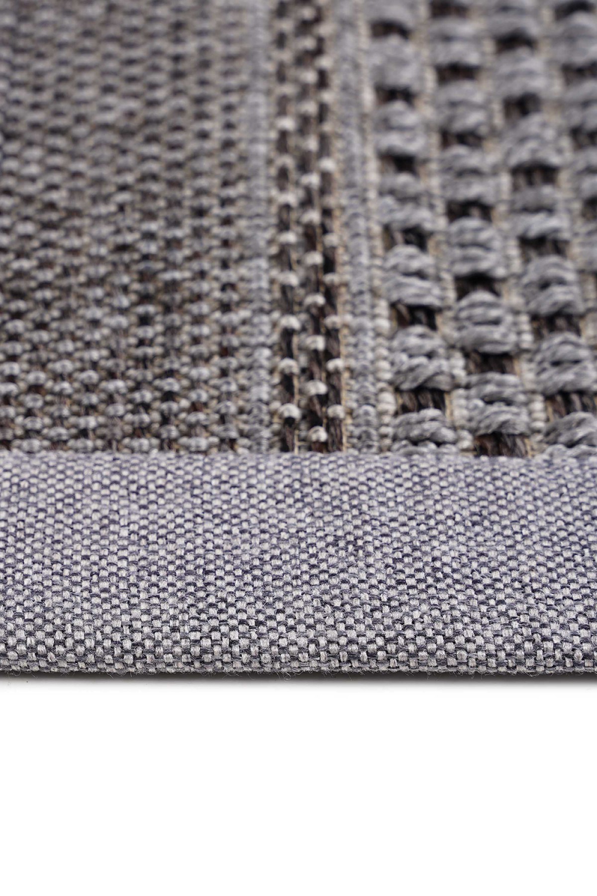 Sisal 4607 Gri Etnik Desenli Bordürlü Jüt Halı