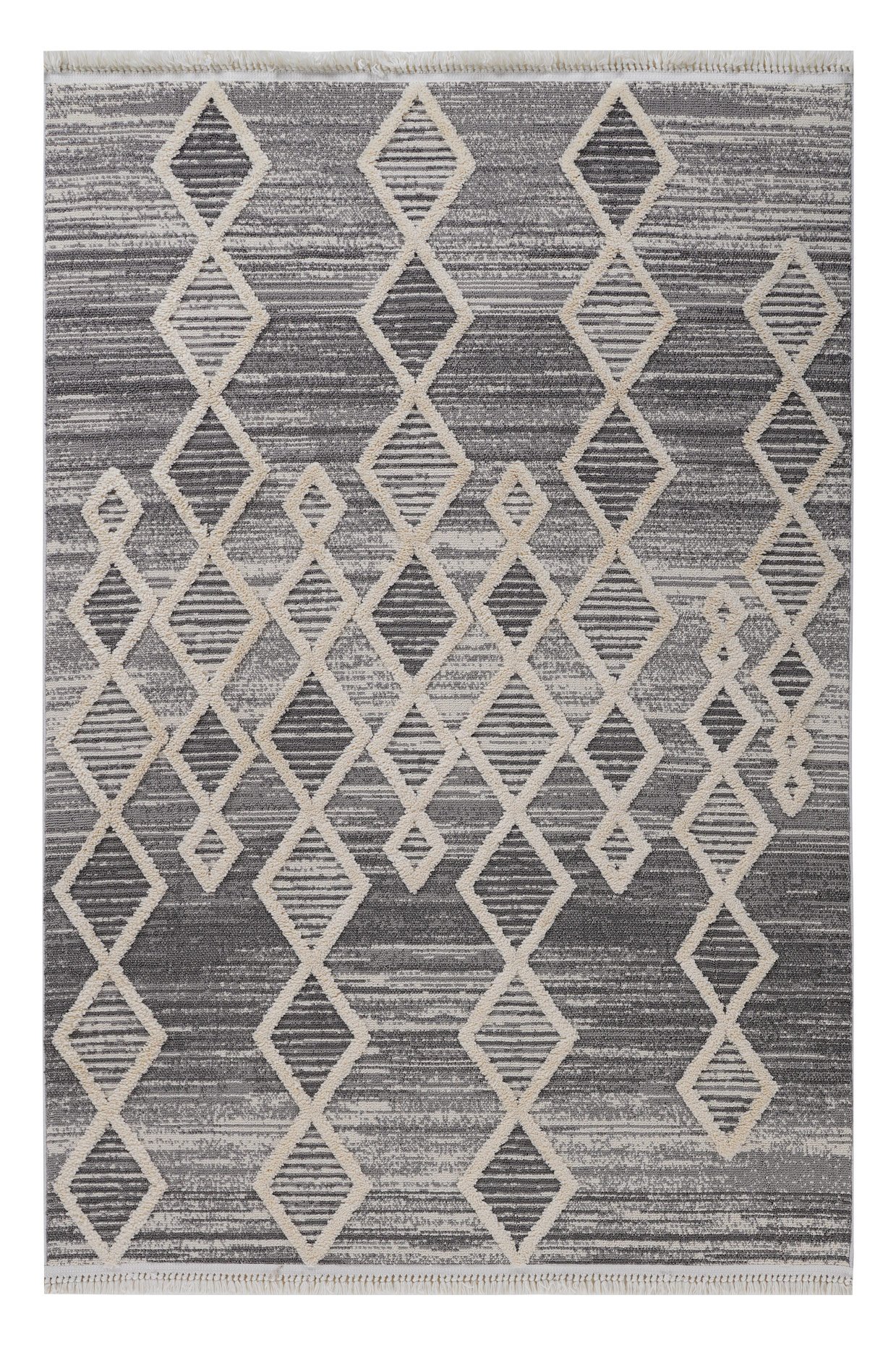 Step 2206 Gri Geometrik Desenli Kesme Halı