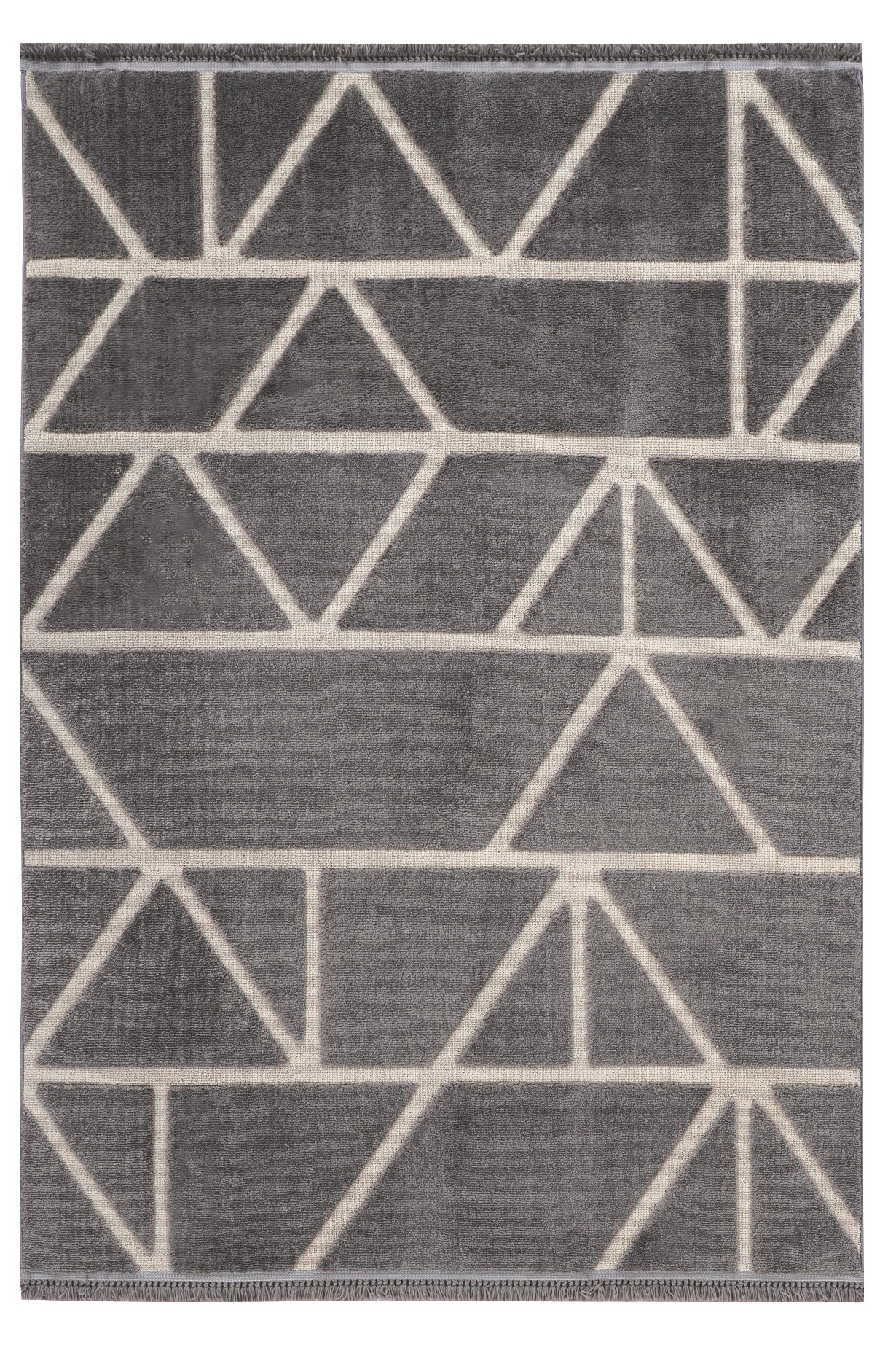 Step 2210 Gri Geometrik Desenli Modern Kesme Halı