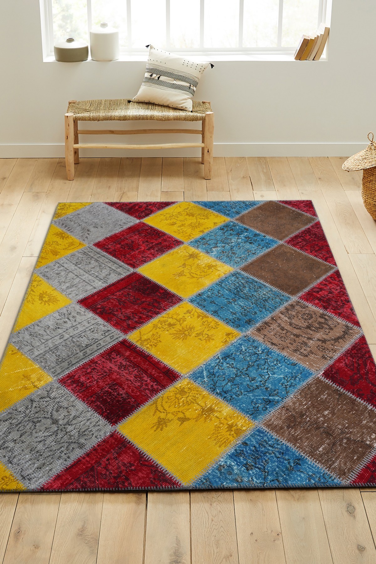 Patchwork Renkli Modern El Dokuma Halı