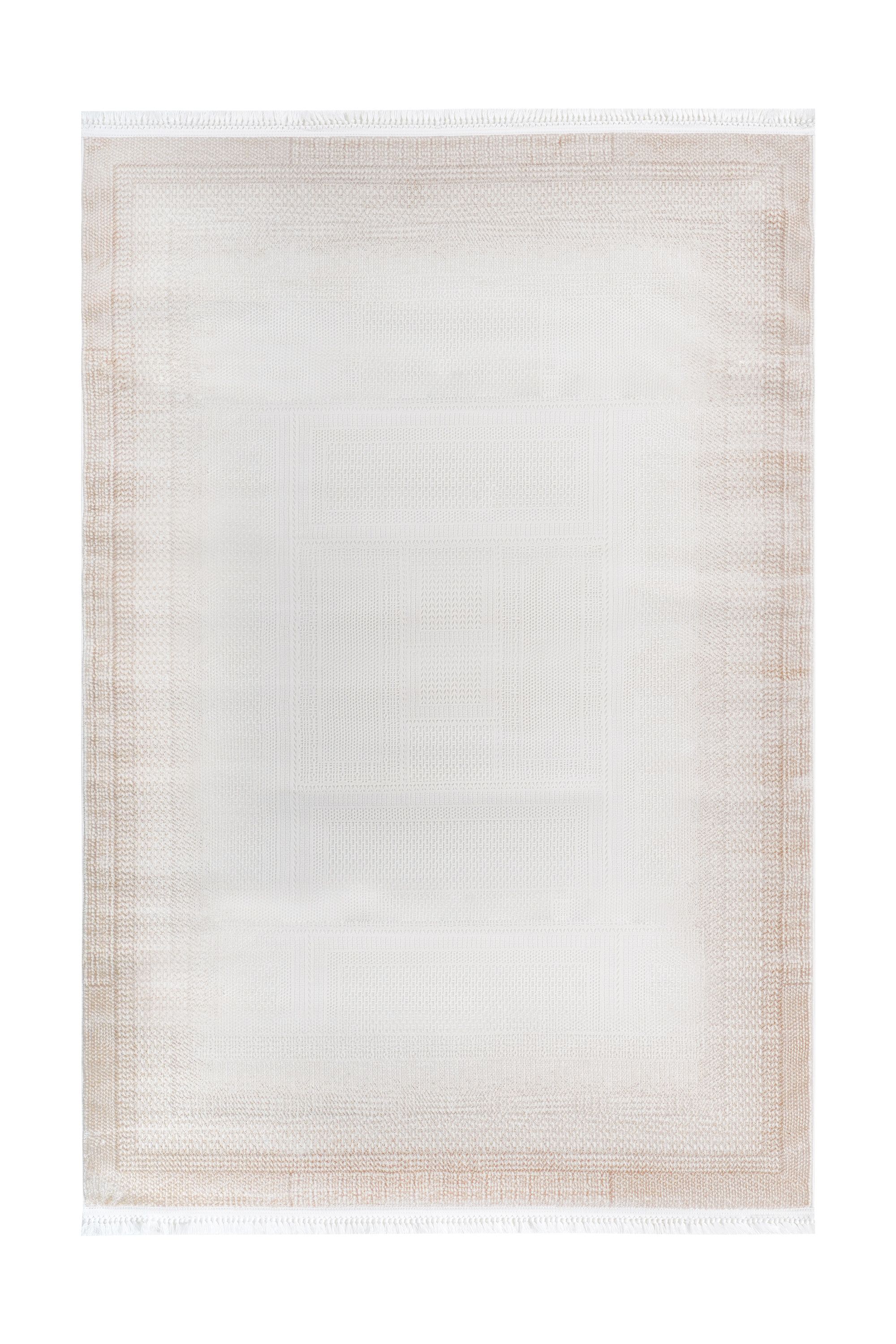 Soft 1120 Bej Geometrik Dokulu Modern Halı