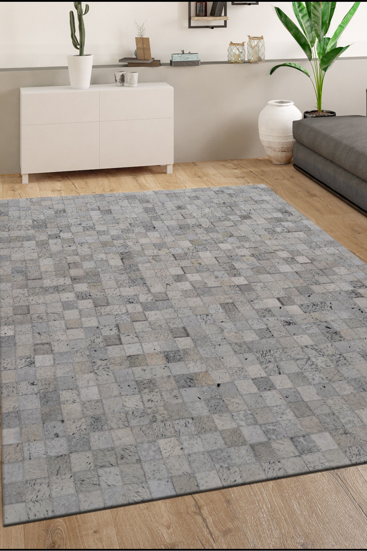 Tay Patchwork Naturel Deri Halı