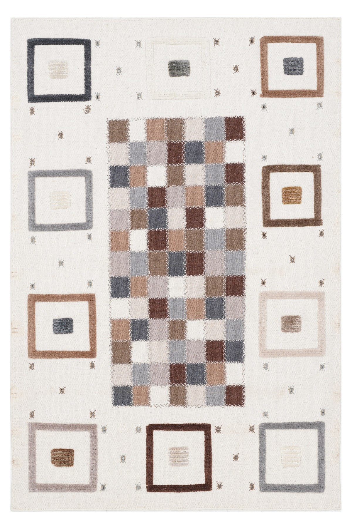 Nepal Kilim 3589 Krem Modern El Dokuma Halı