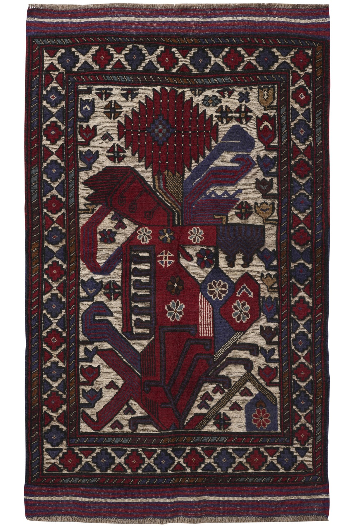 Afgan Berceste Kilim Kırmızı Otantik El Dokuma Halı