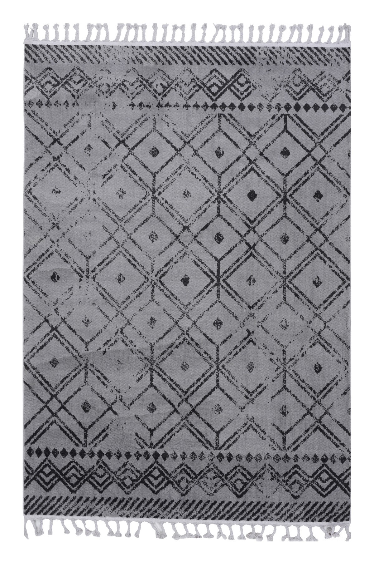 Beyond 4957A Gri Çizgili Modern Makine Dokuma Kilim