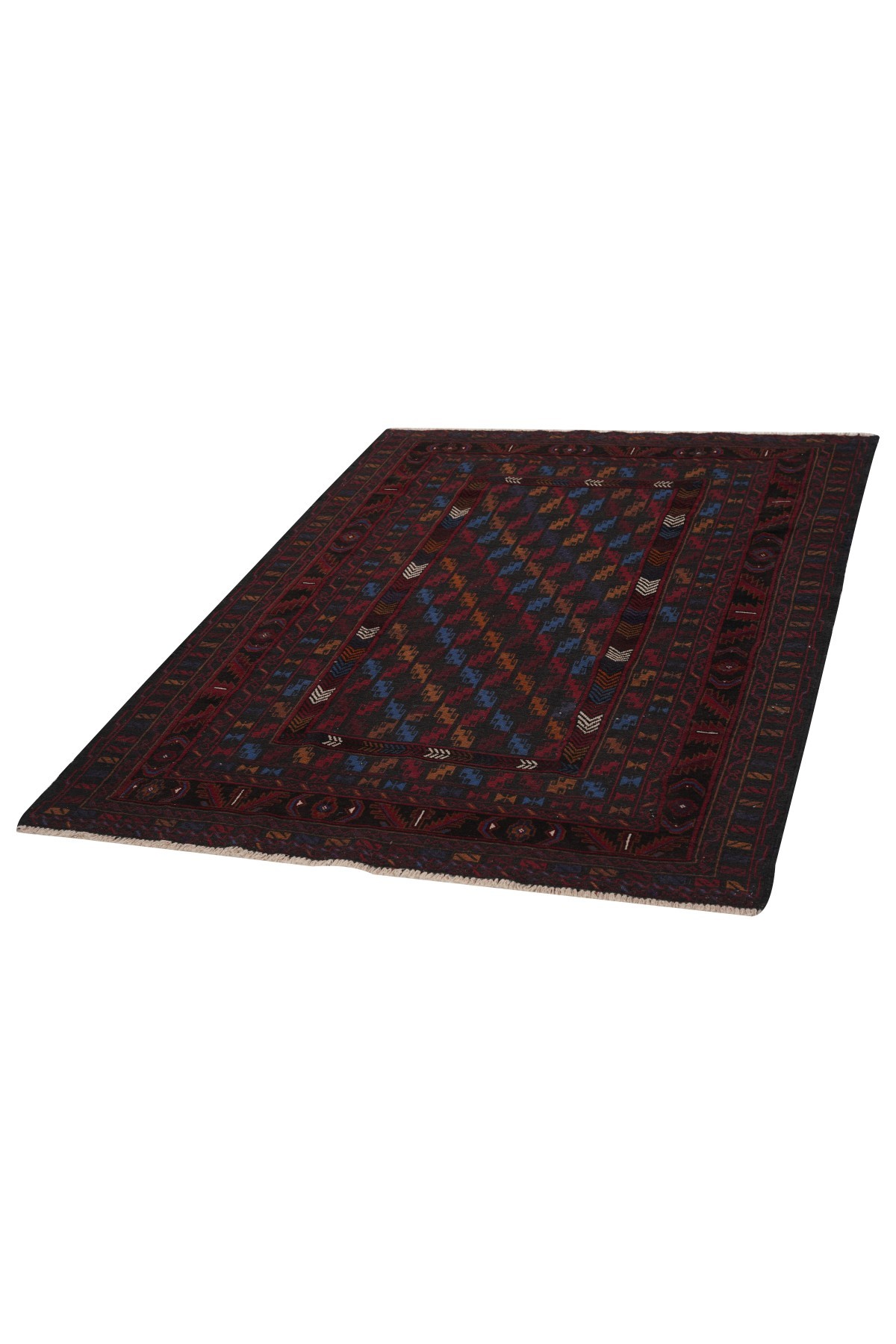 Afgan Berceste Kilim Kırmızı Otantik El Dokuma Halı