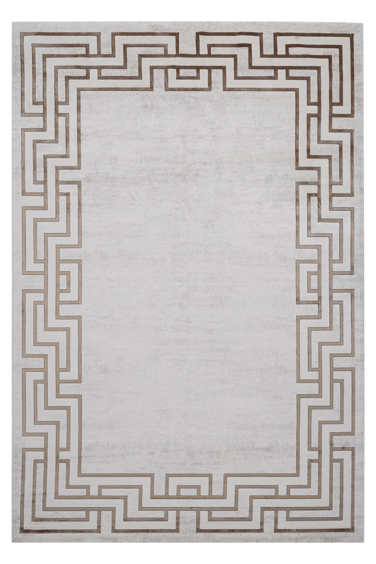 Riva 9221 Krem Geometrik Çerçeveli Bambu Halı