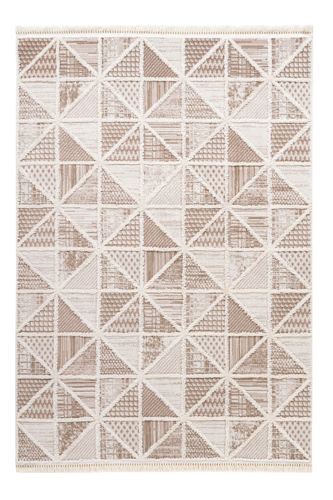 Step 2201 Krem Etnik Desenli Modern Kesme Halı