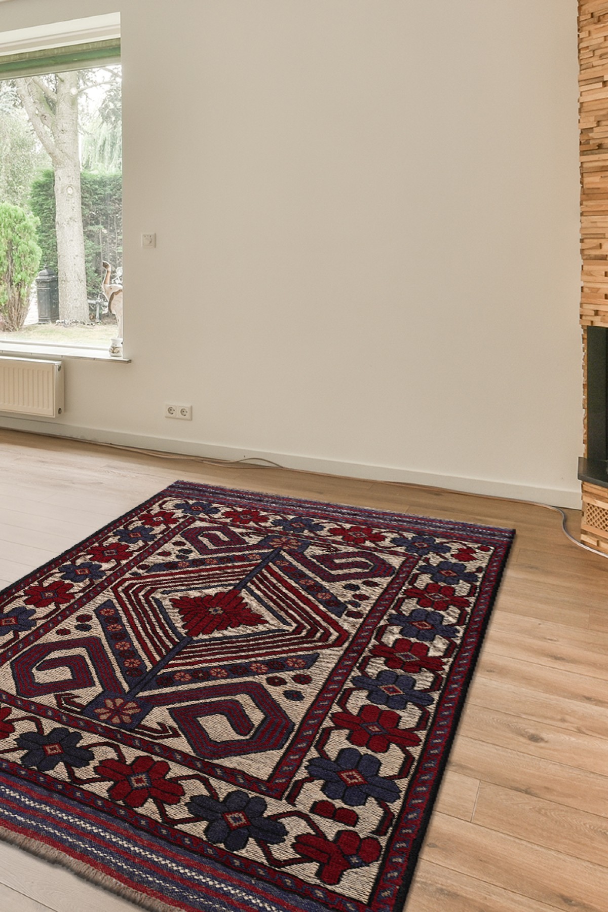 Afgan Berceste Kilim Kırmızı Otantik El Dokuma Halı