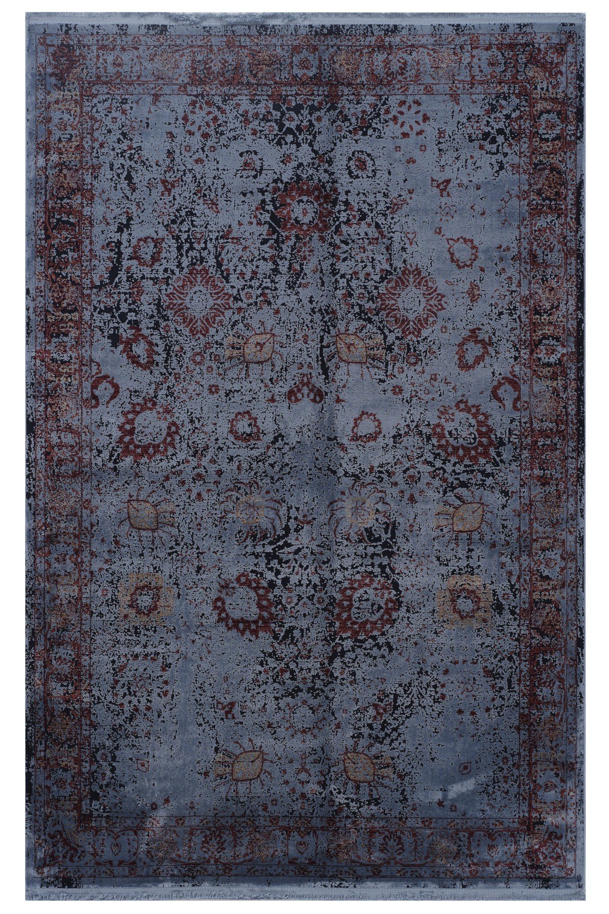 Gloria 6489A Mavi Etnik Desenli Bambu Halı