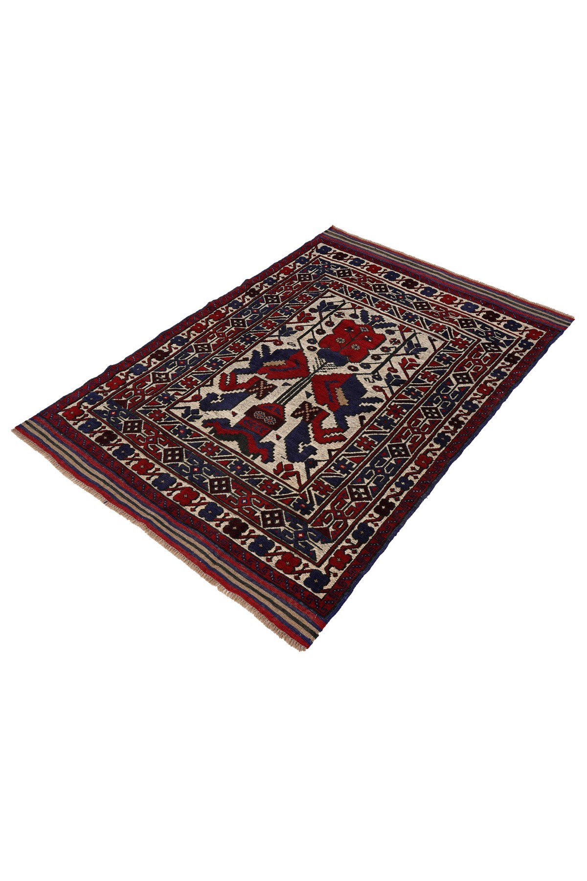 Afgan Berceste Kilim Kırmızı Otantik El Dokuma Halı