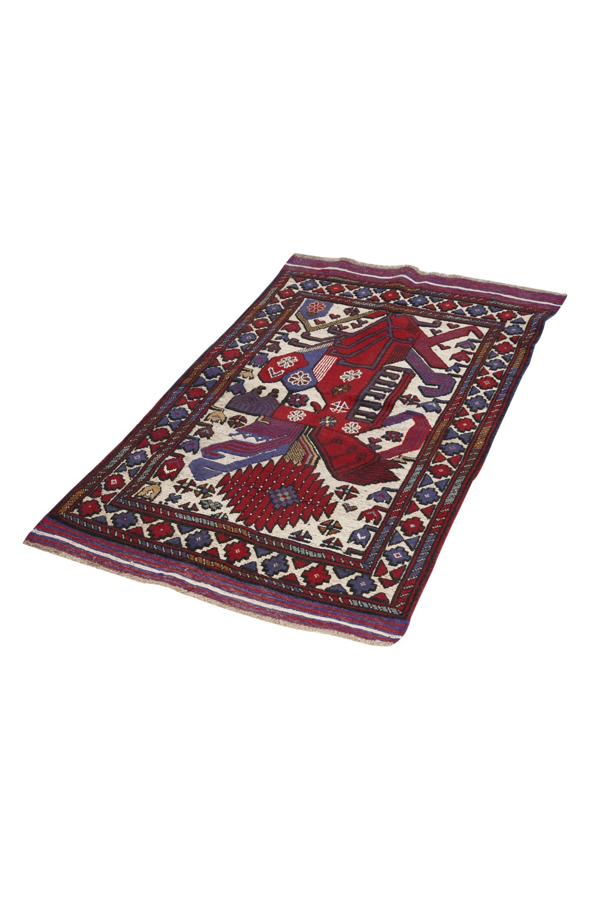 Afgan Berceste Kilim Kırmızı Otantik El Dokuma Halı