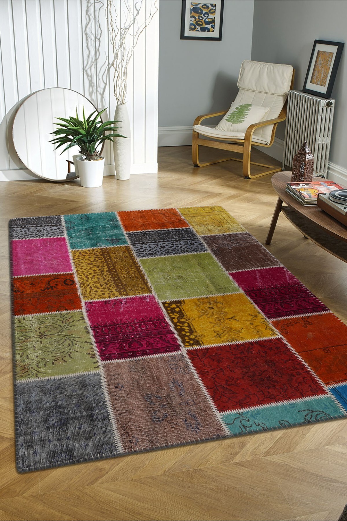 Patchwork Renkli Modern El Dokuma Halı