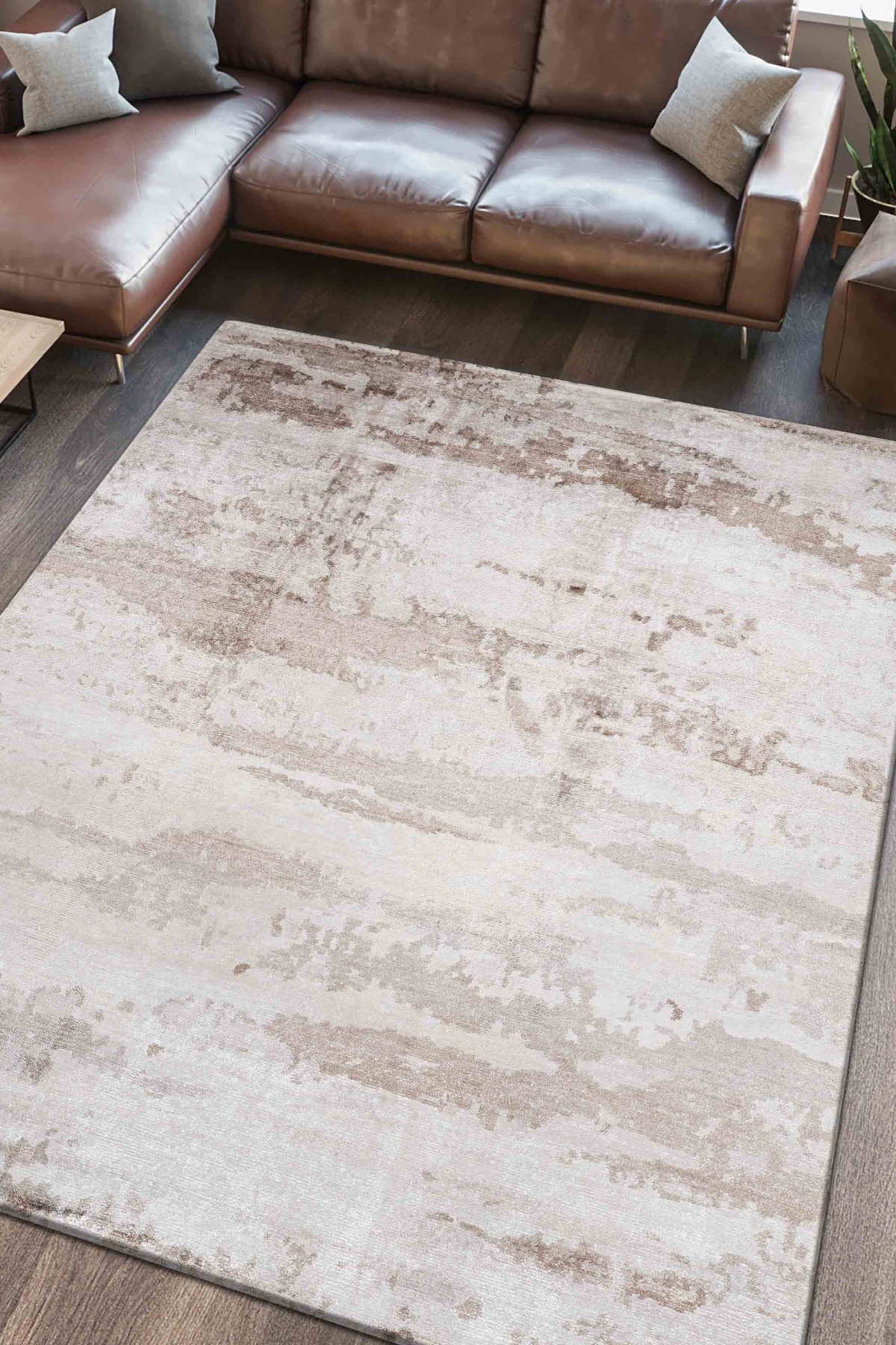 Nepal 3592 Vizon Modern El Dokuma Kışlık Bambu Halı