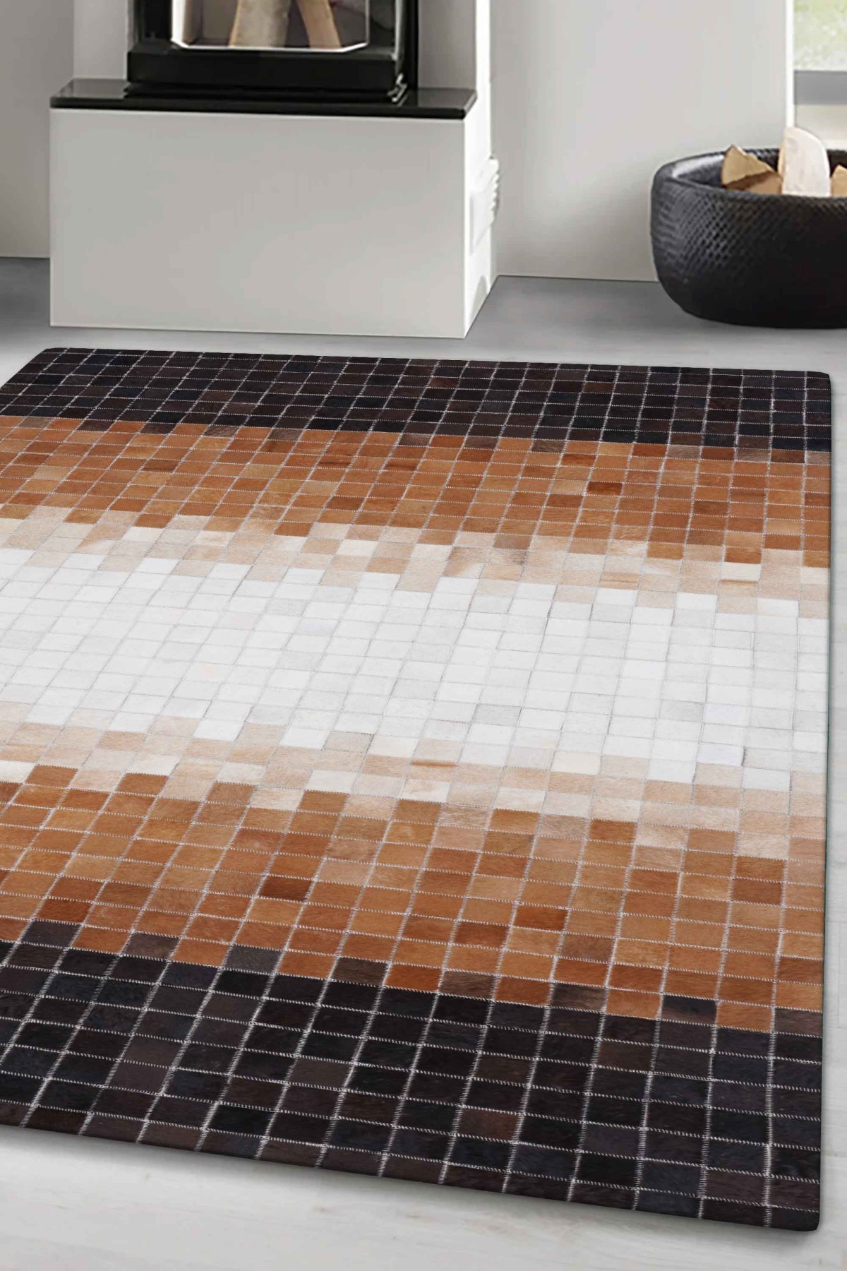Tay Patchwork Naturel Deri Halı