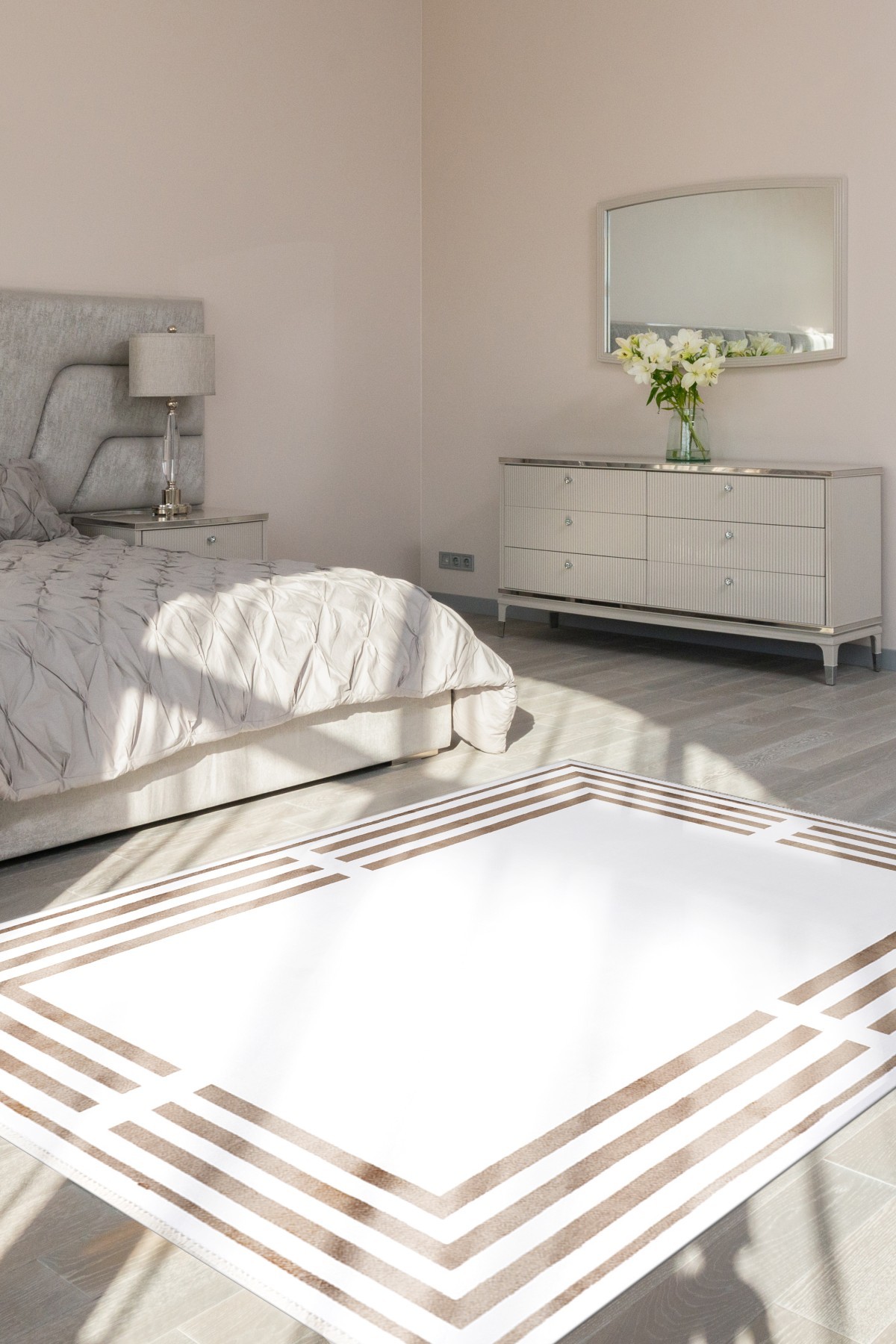 Nova 205 Krem Gold Kesik Çerçeveli Bambu Halı
