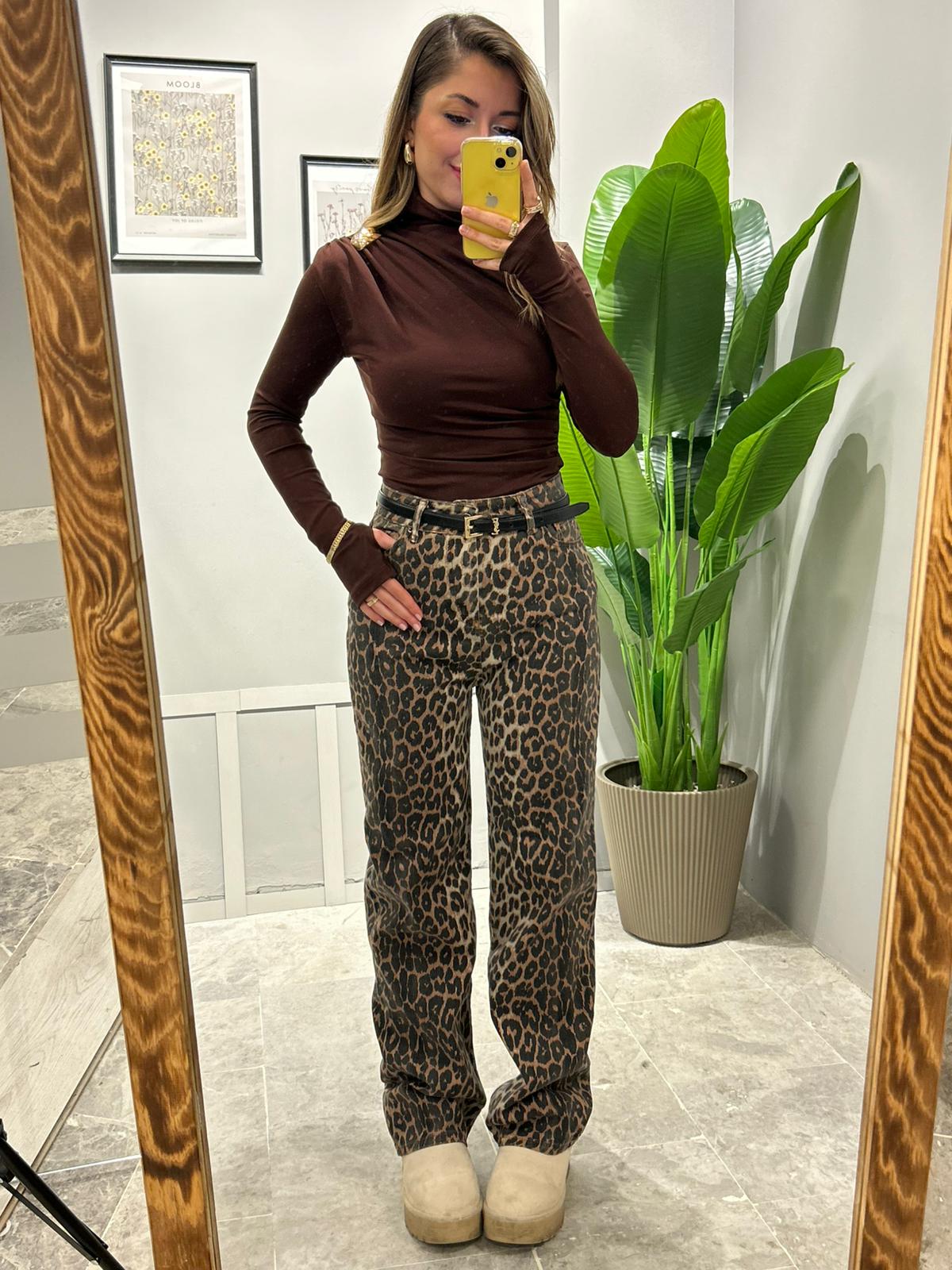 YÜKSEL BEL LEOPARLI STRAIGHT JEAN