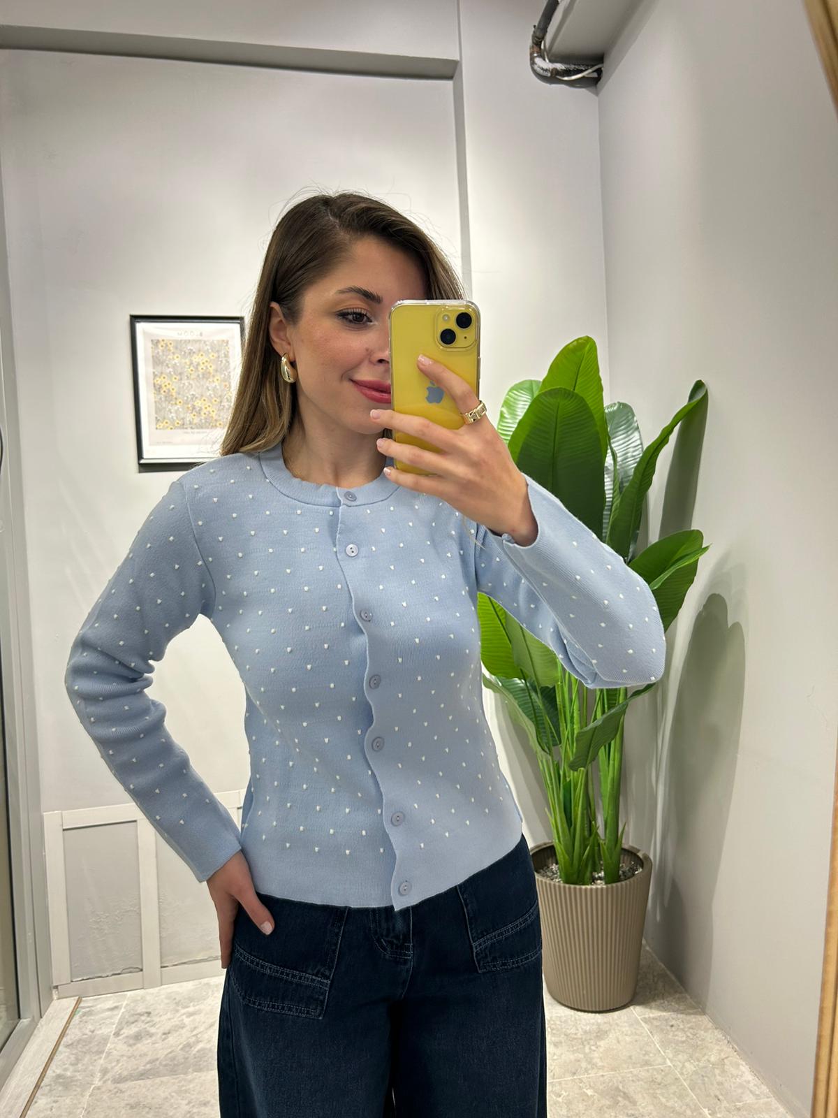 PUANTİYELİ HIRKA - Mavi image