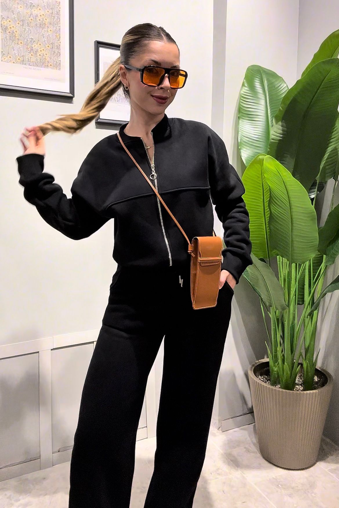 İÇİ ŞARDONLU EŞOFMAN TAKIMI  - Siyah image