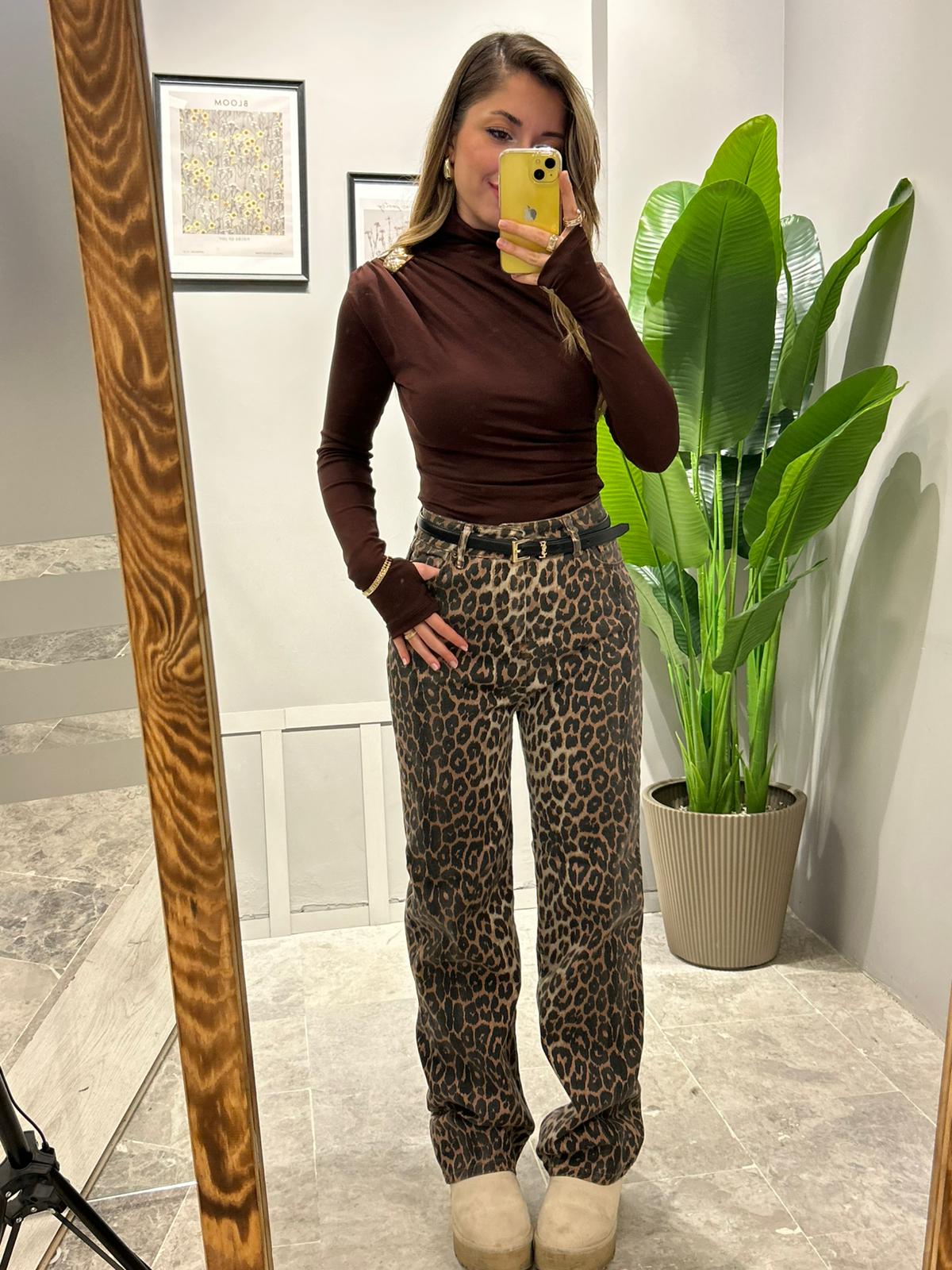 YÜKSEL BEL LEOPARLI STRAIGHT JEAN