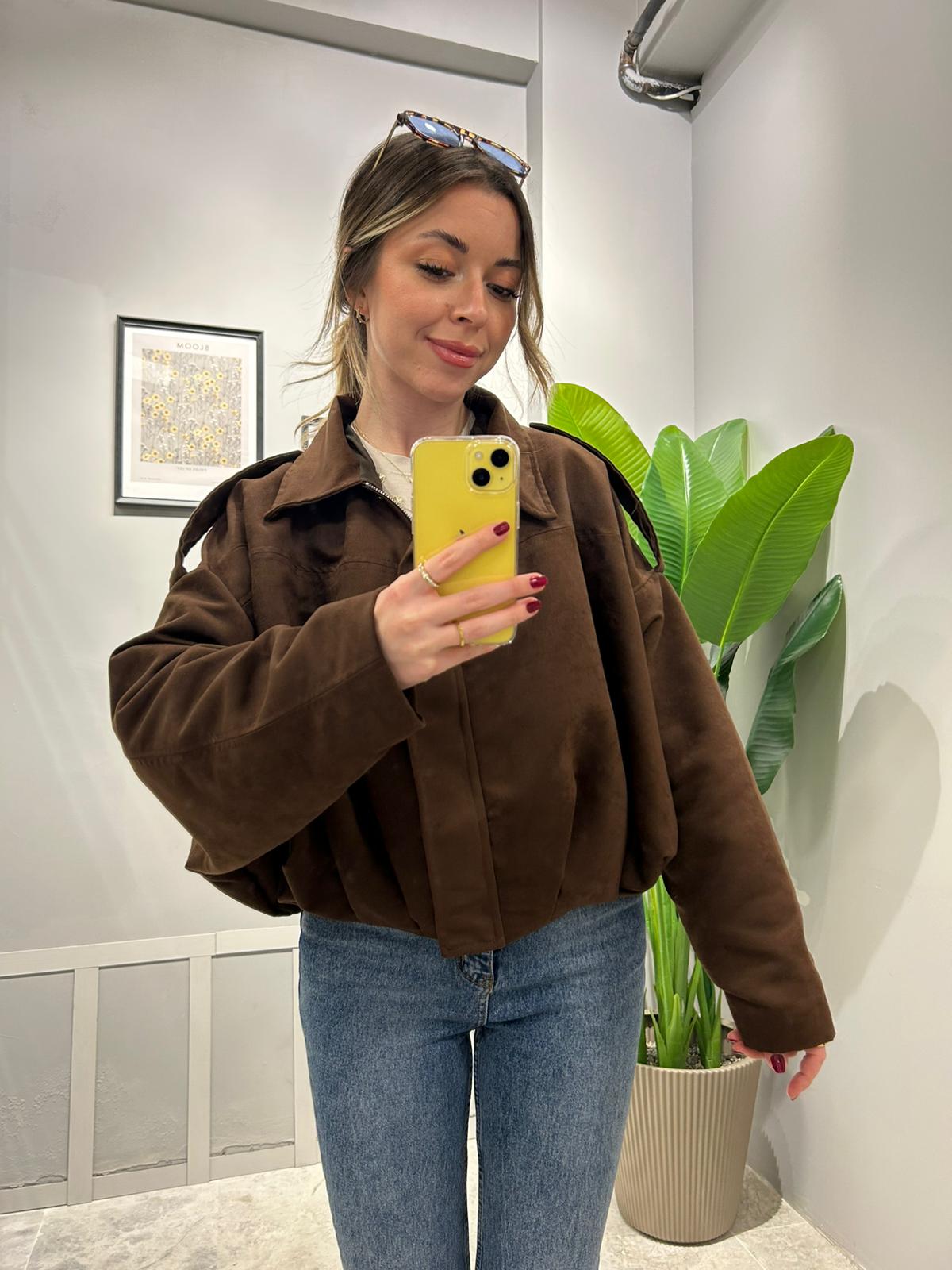 SÜET BOMBER CEKET - Kahverengi main variant image