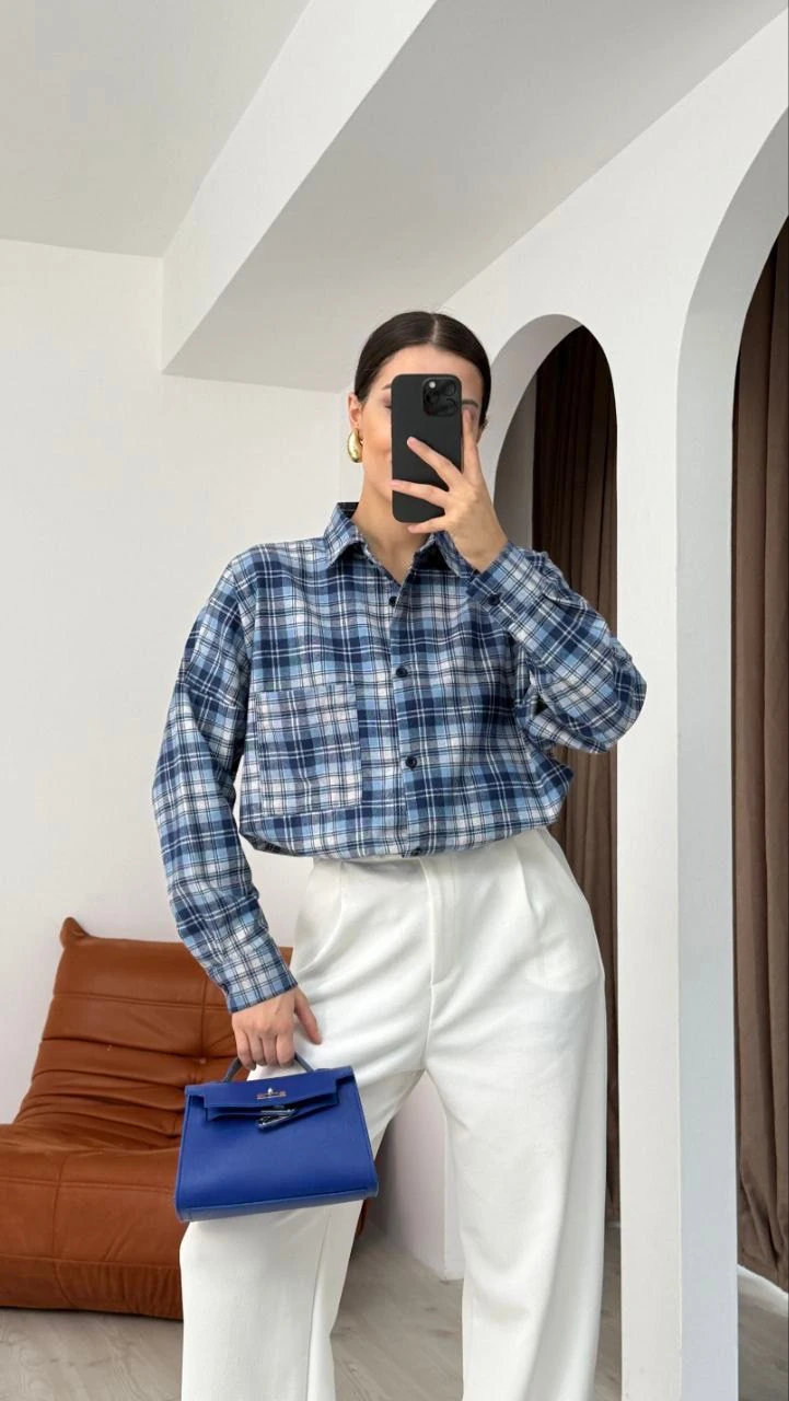 ODUNCU GÖMLEĞİ PAMUKLU - Mavi