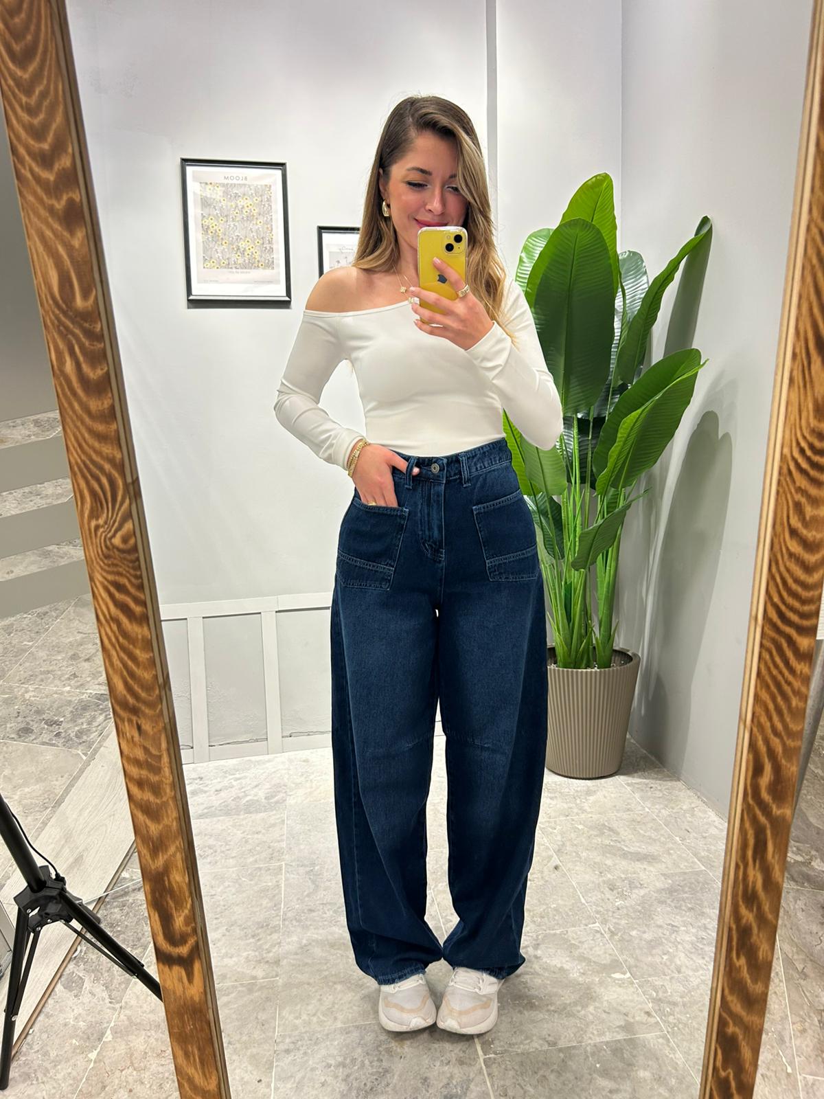 SÜPER YÜKSEK BEL BAGGY JEAN - Lacivert main variant image