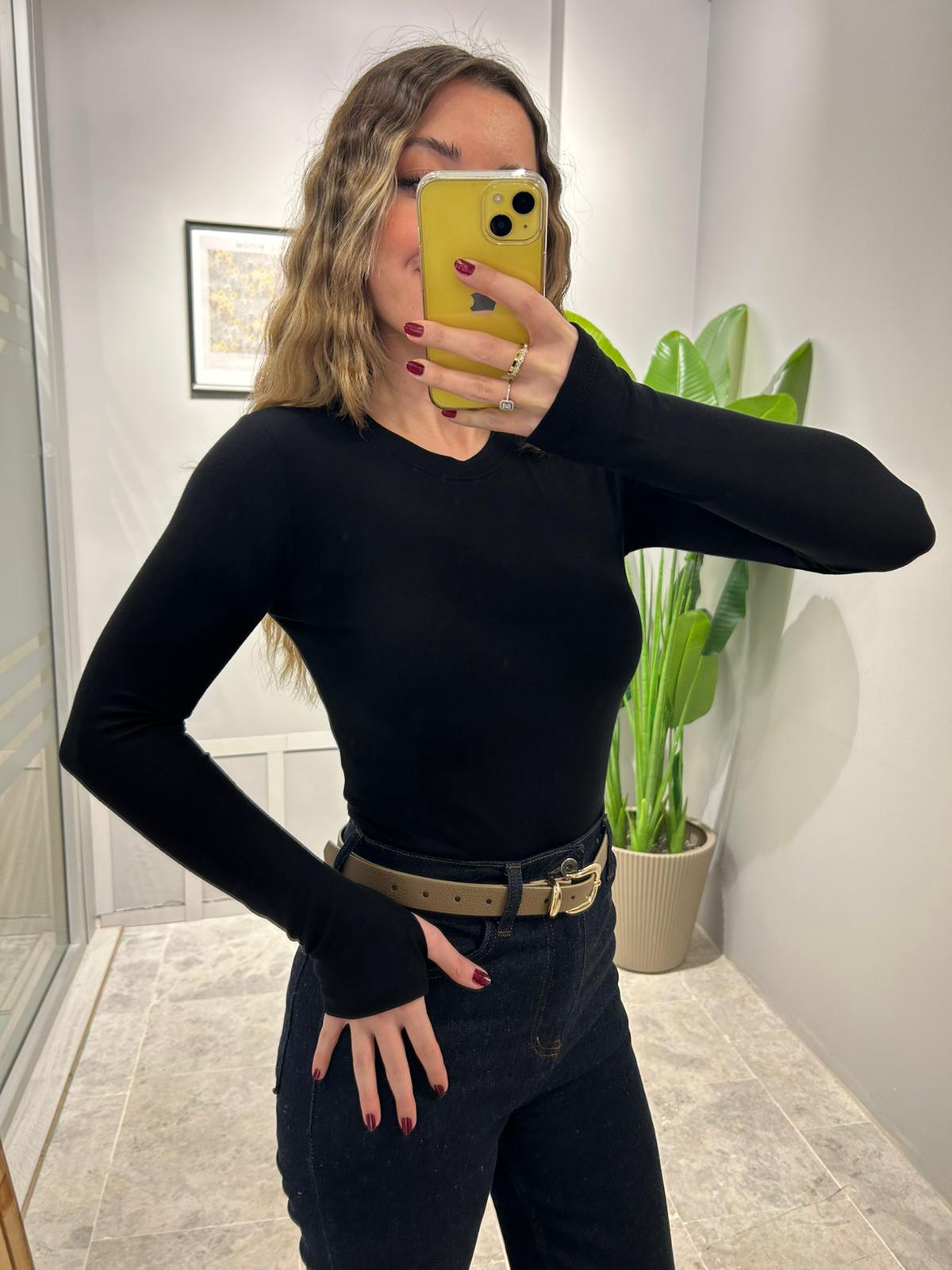 SOFT TOUCH PARMAK GEÇMELİ BODY  - Siyah image