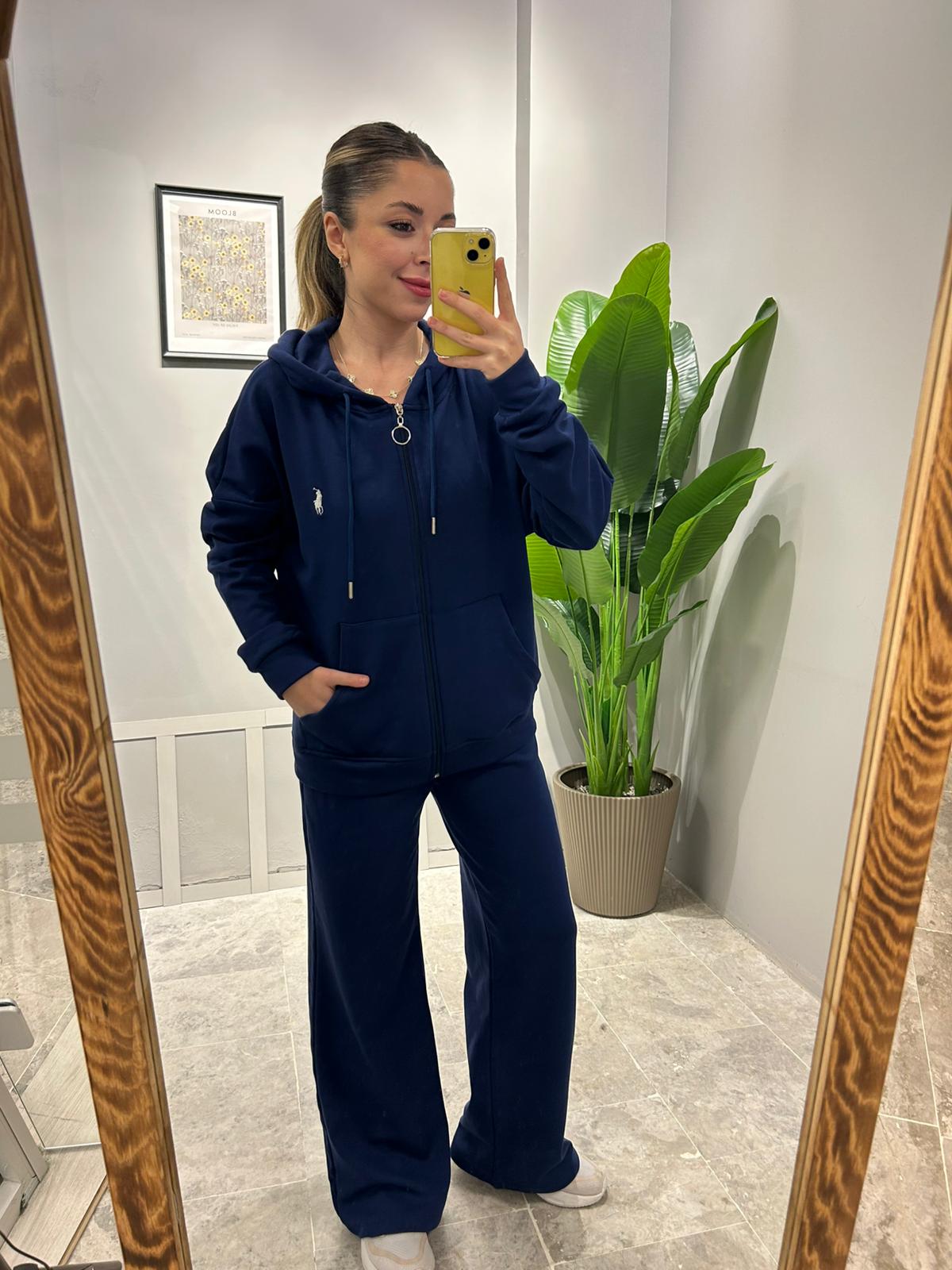 KAPÜŞONLU POLO ŞARDONLU EŞOFMAN TAKIMI - Lacivert main variant image