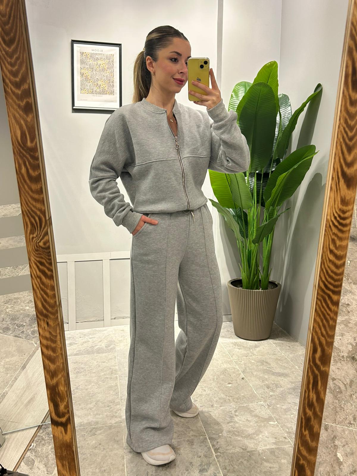 İÇİ ŞARDONLU EŞOFMAN TAKIMI  - Gri image