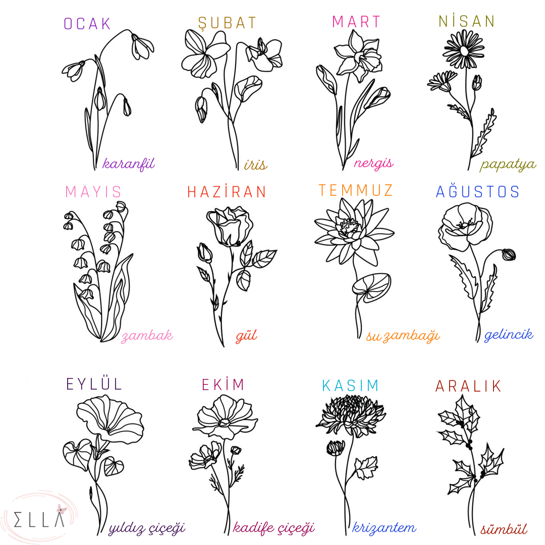 Kişiye Özel | İsim Kolye | Doğum Çiçeği