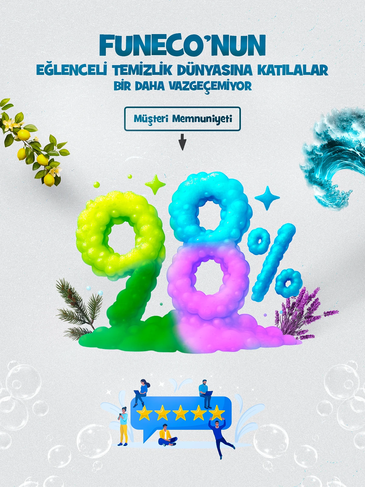 Klozet Tuvalet WC Temizleyici, Aktif Köpüklü, Ekolojik Doğa Dostu, Okyanus Ferahlığı, Aylık Paket